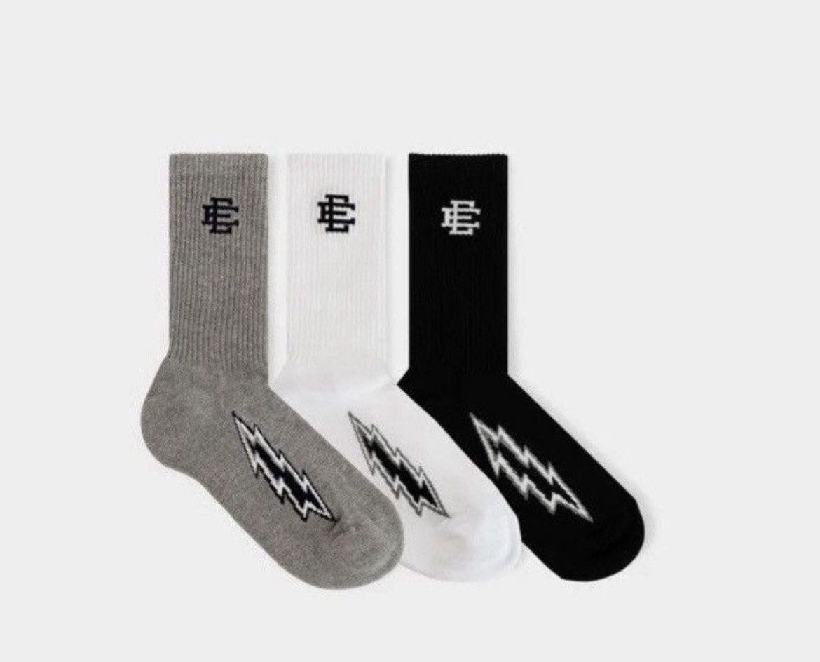 Eric Emanuel Eric Emanuel EE 3 pack black white grey lightning bolt socks Size ONE SIZE - 1 Thumbnail