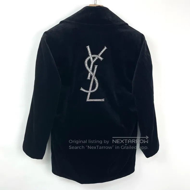 Saint Laurent Paris Saint Laurent Paris Black Velvet Waterfall Button Fur Coat Size US M / EU 48-50 / 2 - 2 Thumbnail