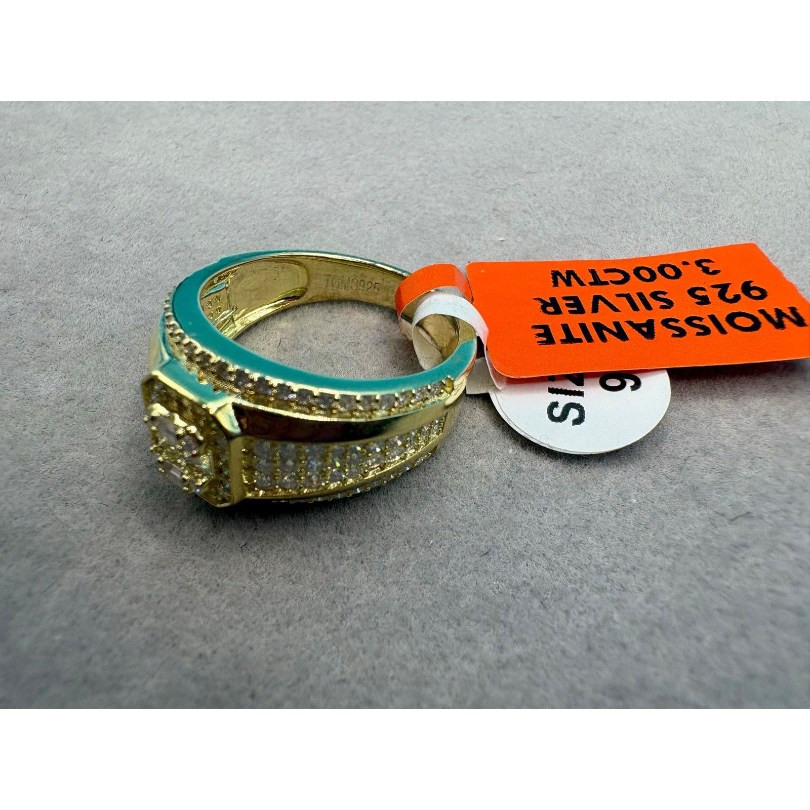 Jewelry Sz. 9 - 3ct Moissanite Gold over 925 stamped Silver NWT Size ONE SIZE - 5 Thumbnail