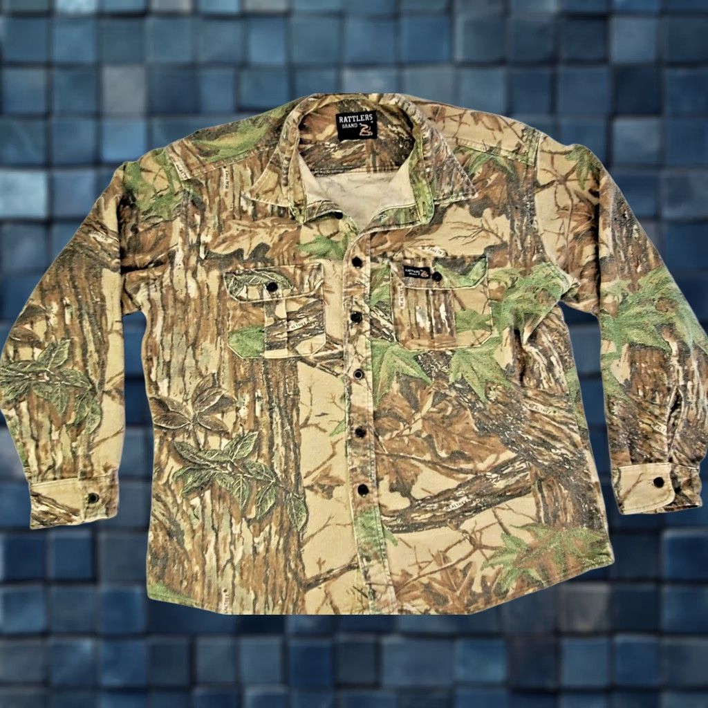 Realtree VINTAGE Rattler's Brand Real Tree Camo Flannel Shirt Mens Sz Lrg Size US XL / EU 56 / 4 - 1 Thumbnail