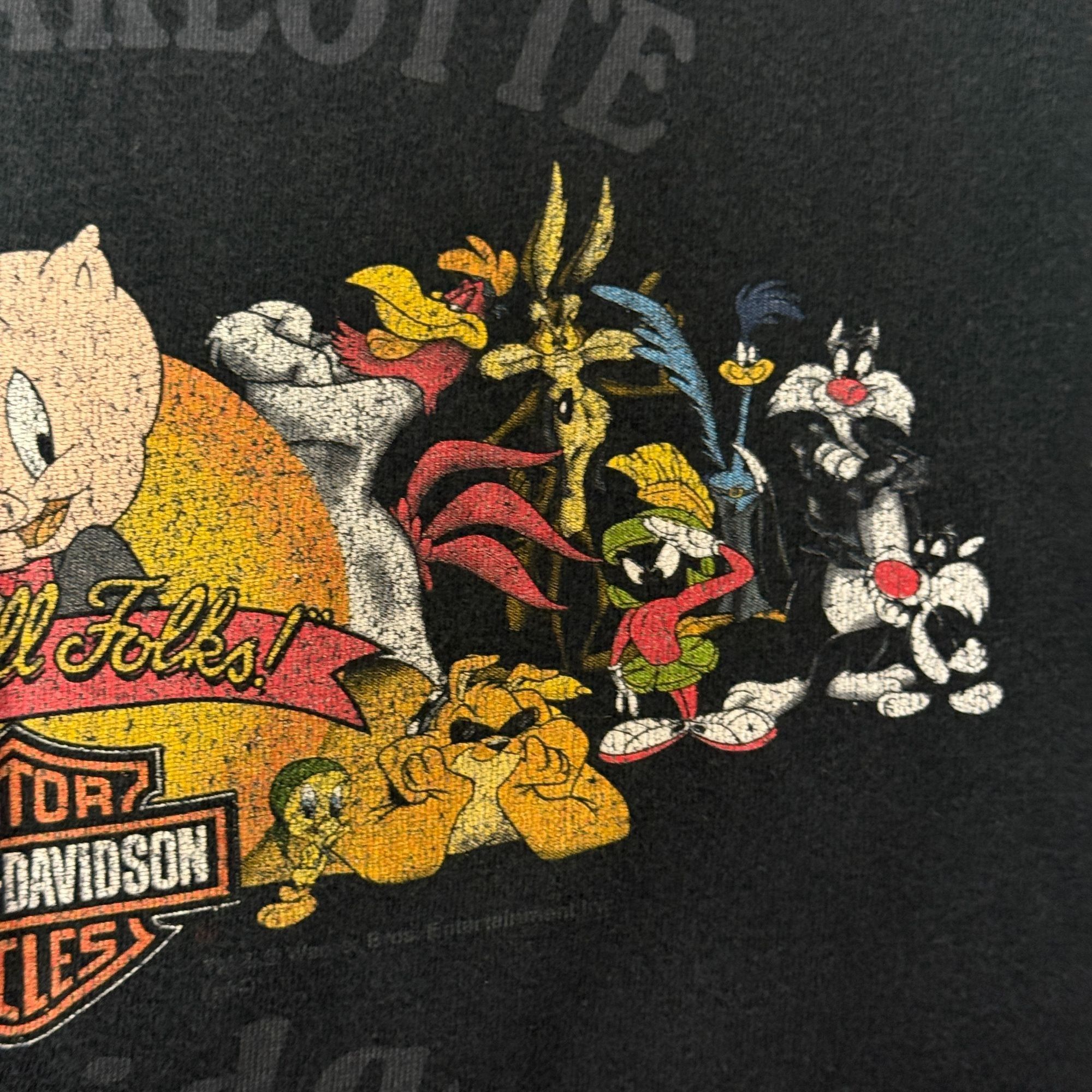 Harley Davidson 90s Meaner Than A JUNKYARD DOG Motorcycle Looney Tunes Shirt Size US XL / EU 56 / 4 - 10 Thumbnail
