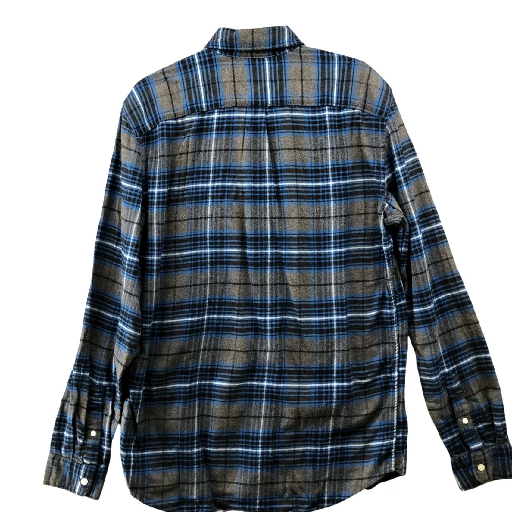 Gap VINTAGE Gap Organic Cotton Flannel Shirt Mens M Blue Gray Plaid Long Sleeve Size US M / EU 48-50 / 2 - 2 Thumbnail