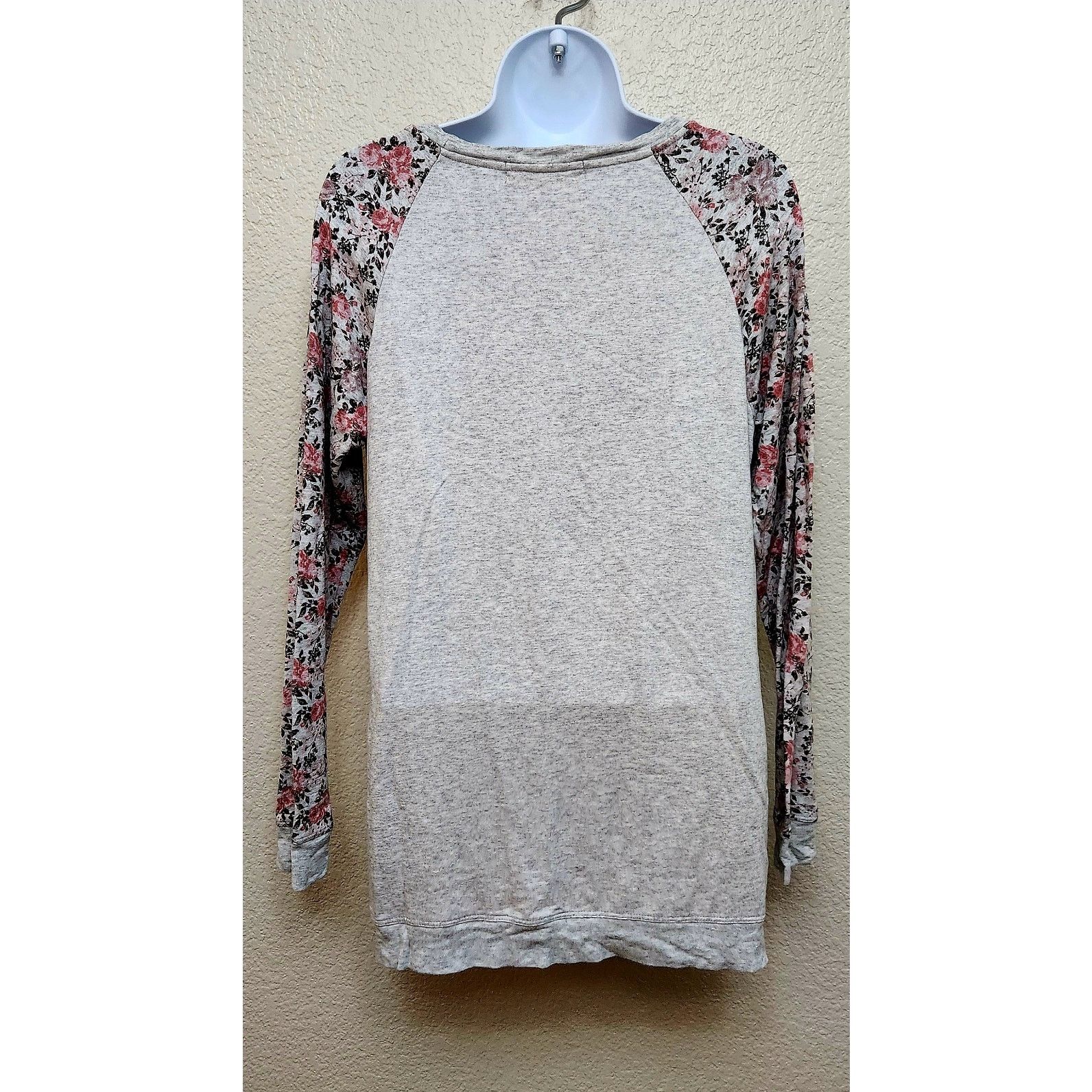 Other Ink Love And Peace Gray Pink Floral Raglan Long Sleeves M Size M / US 6-8 / IT 42-44 - 3 Thumbnail