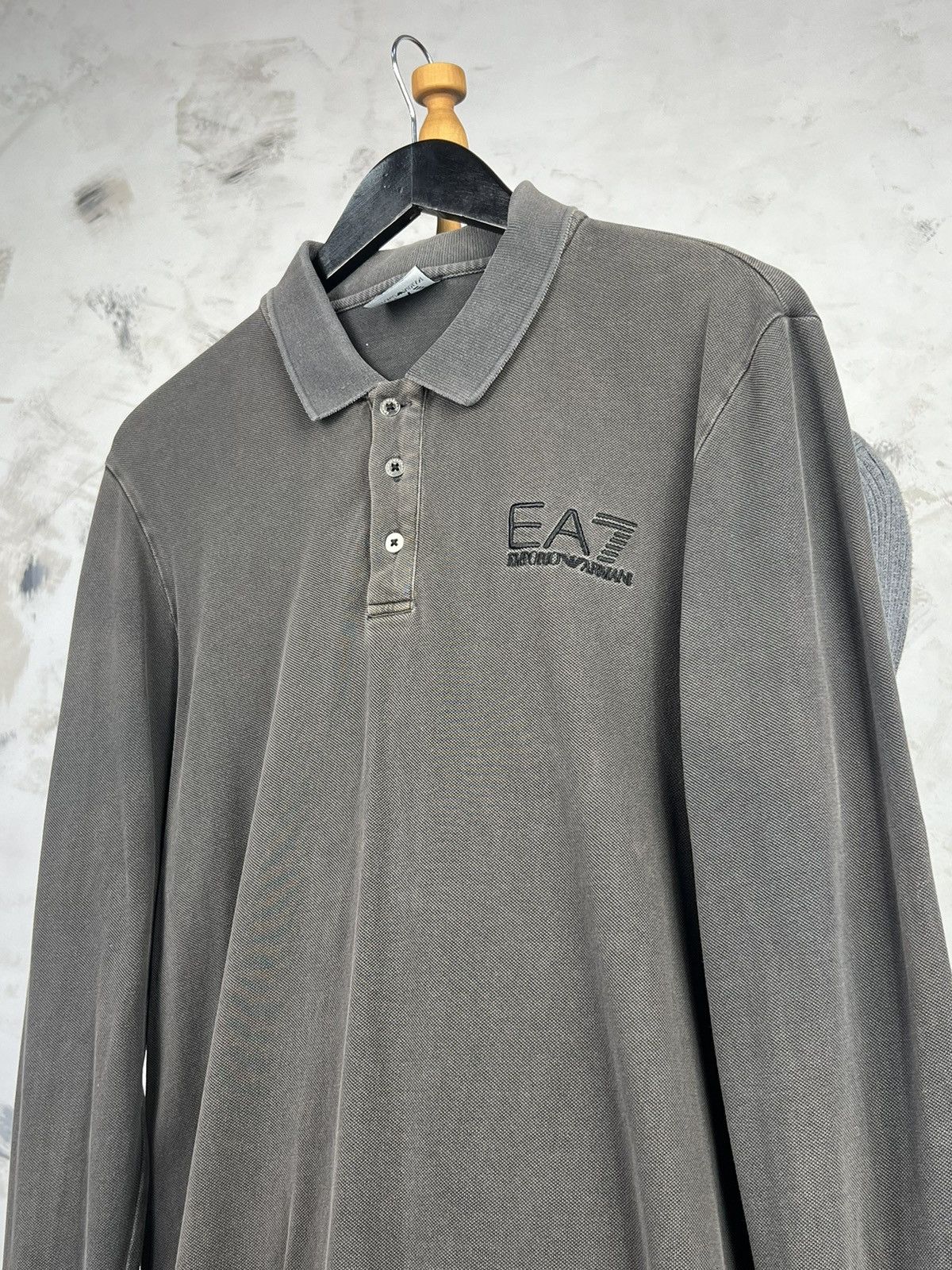 Armani Vintage EA7 Emporio Armani Long Sleeve Polo Shirt Size M - L Size US M / EU 48-50 / 2 - 2 Thumbnail