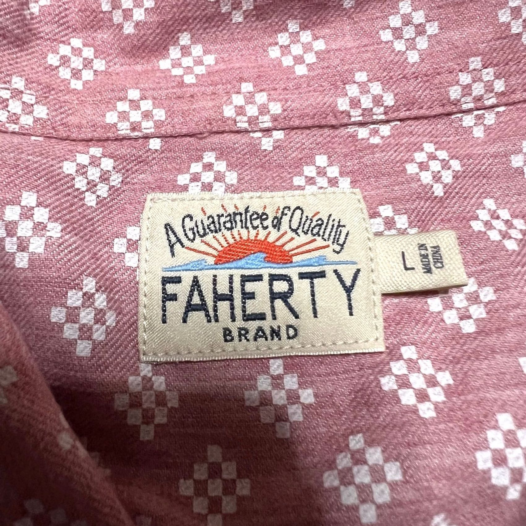 Faherty Faherty Playa Shirt Large Pink Stretch Organic Cotton Button Short Sleeve Mens Size US L / EU 52-54 / 3 - 7 Thumbnail