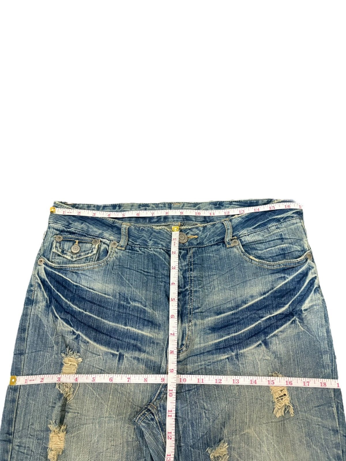 Yoshiyuki Konishi Vintage Japanese Brand Crack Wash Distressed Flare Jeans Size 34" / US 12 / IT 48 - 10 Thumbnail