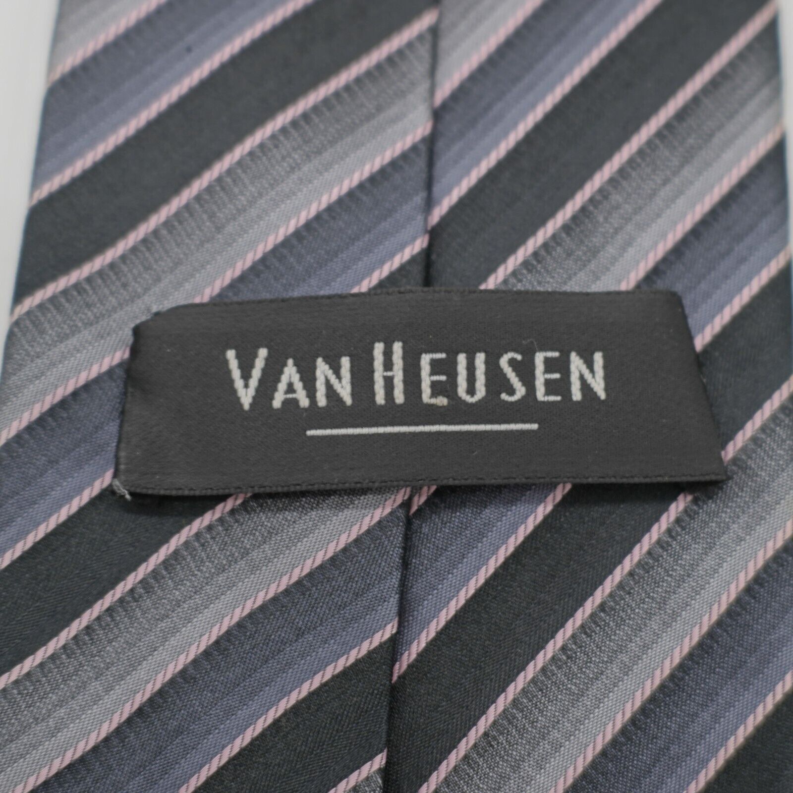 Van Heusen Van Heusen Gray Pink Woven Striped Wide Silk Tie Size ONE SIZE - 3 Thumbnail