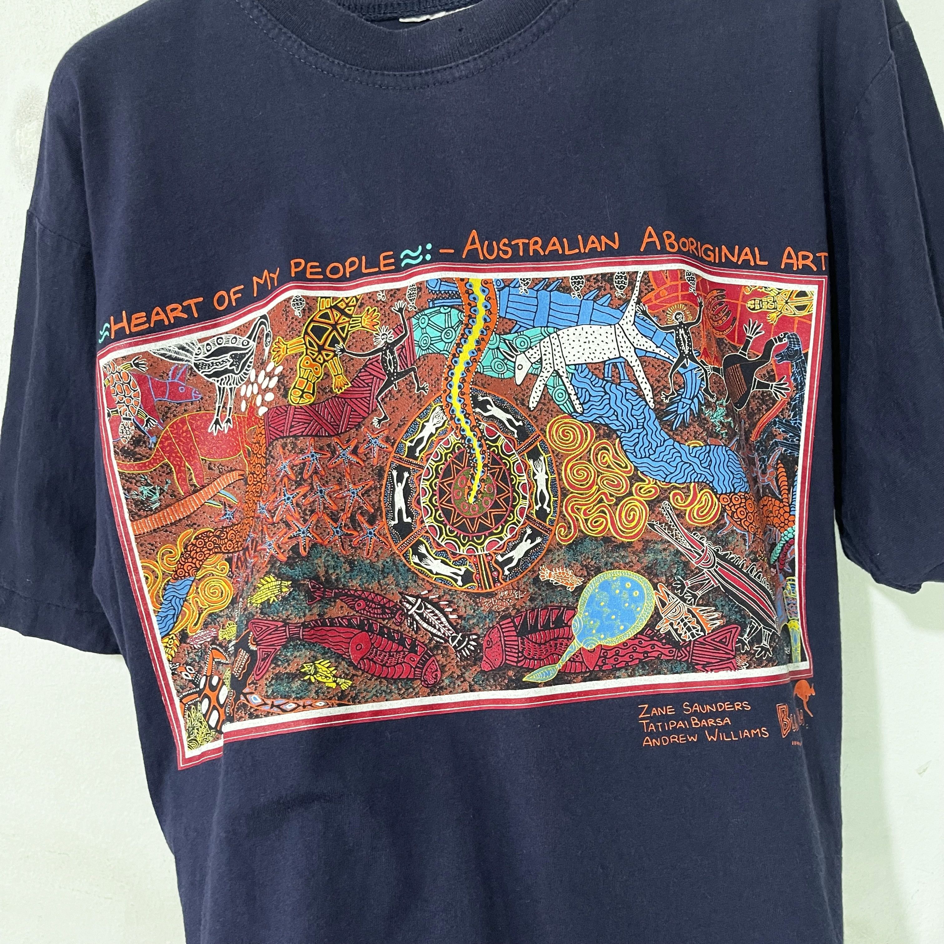 Vintage Vintage 90s Heart of My People Aboriginal T-Shirt Size US M / EU 48-50 / 2 - 2 Thumbnail