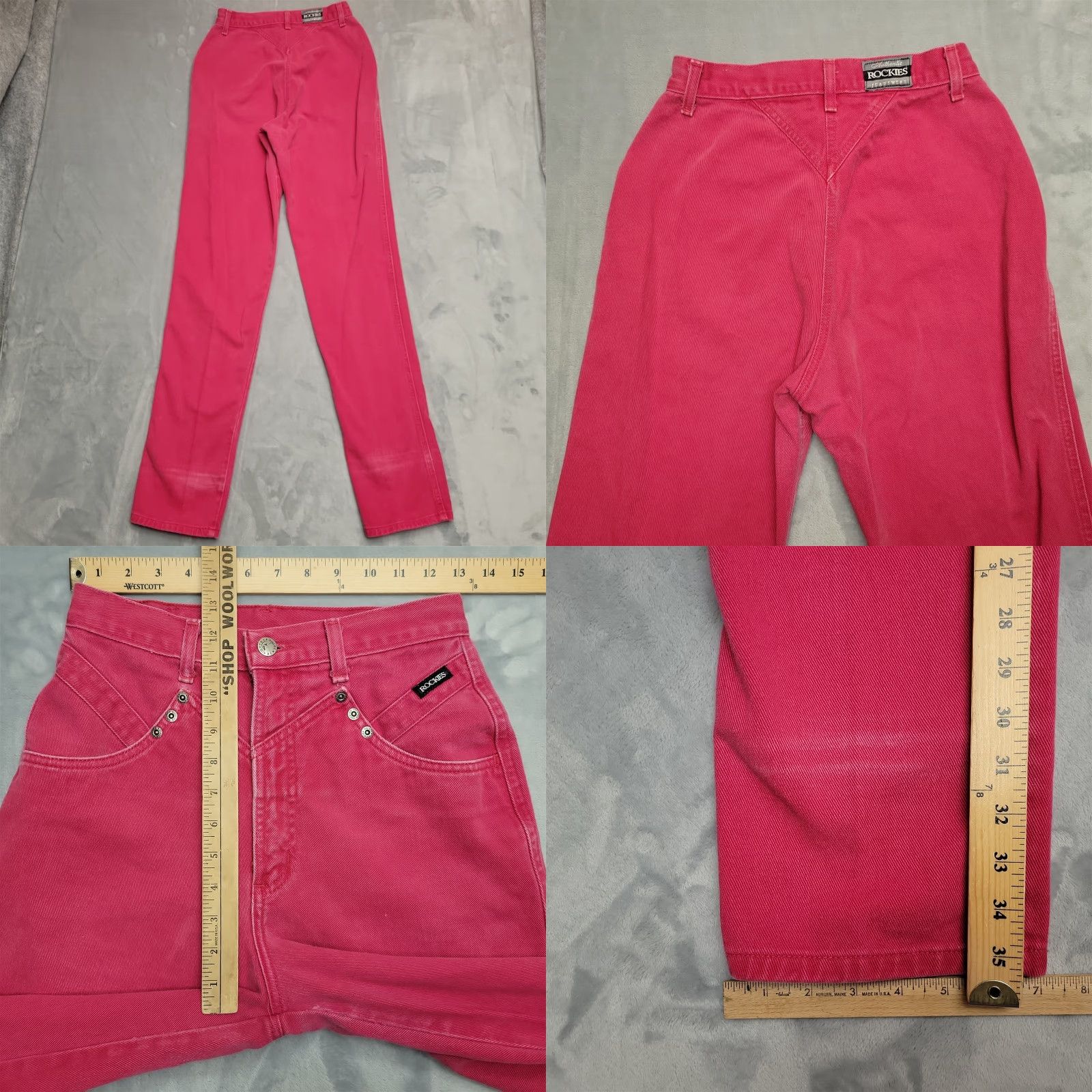 Vintage VINTAGE Rockies Jeans Womens 29 Red High Rise Bootcut Western Cowboy Rodeo Retro Jeans Women 29 Red Rockies Western Cowboy Retro Boots 90s Ladies? Size 29" - 8 Thumbnail