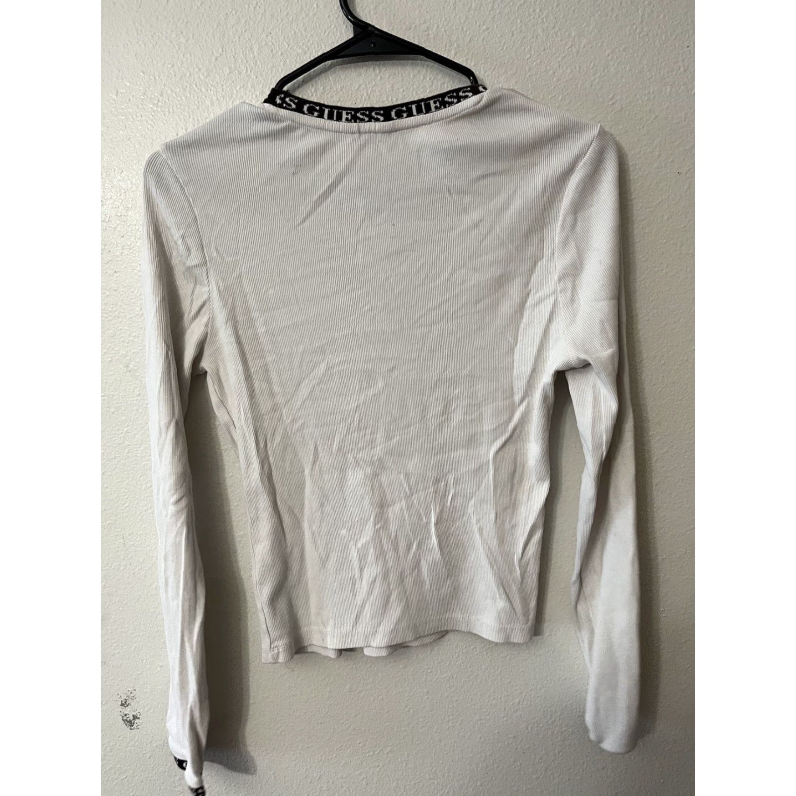 Guess VINTAGE GUESS Shirt Women L White Fairy Isle Long Sleeve Crew Neck Glitter Logo 90s Birthday Modern Womens Size L / US 10 / IT 46 - 3 Thumbnail