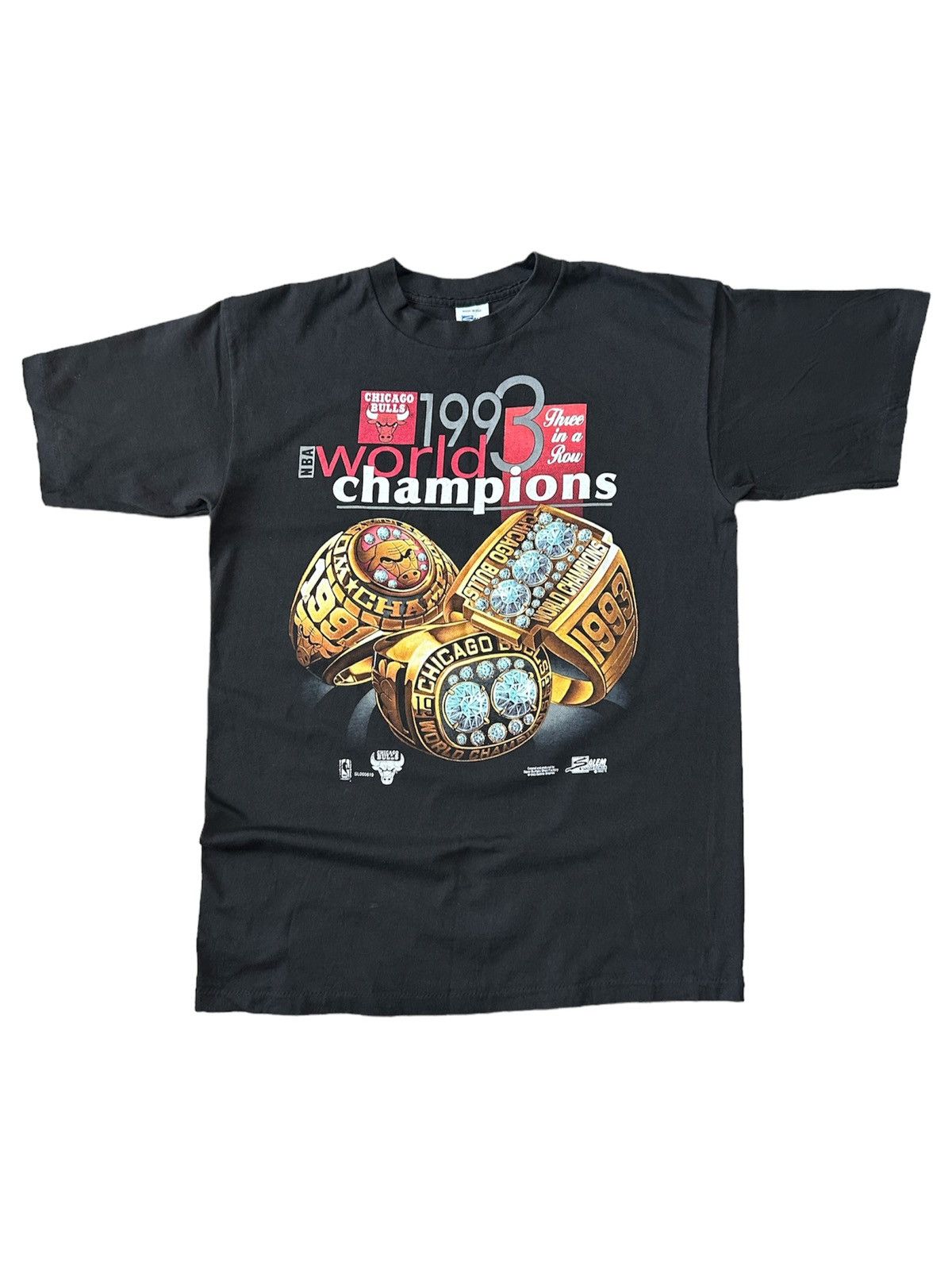 Salem Sportswear × Vintage 1993s Chicago Bulls World Champion T-Shirt Size US L / EU 52-54 / 3 - 1 Thumbnail