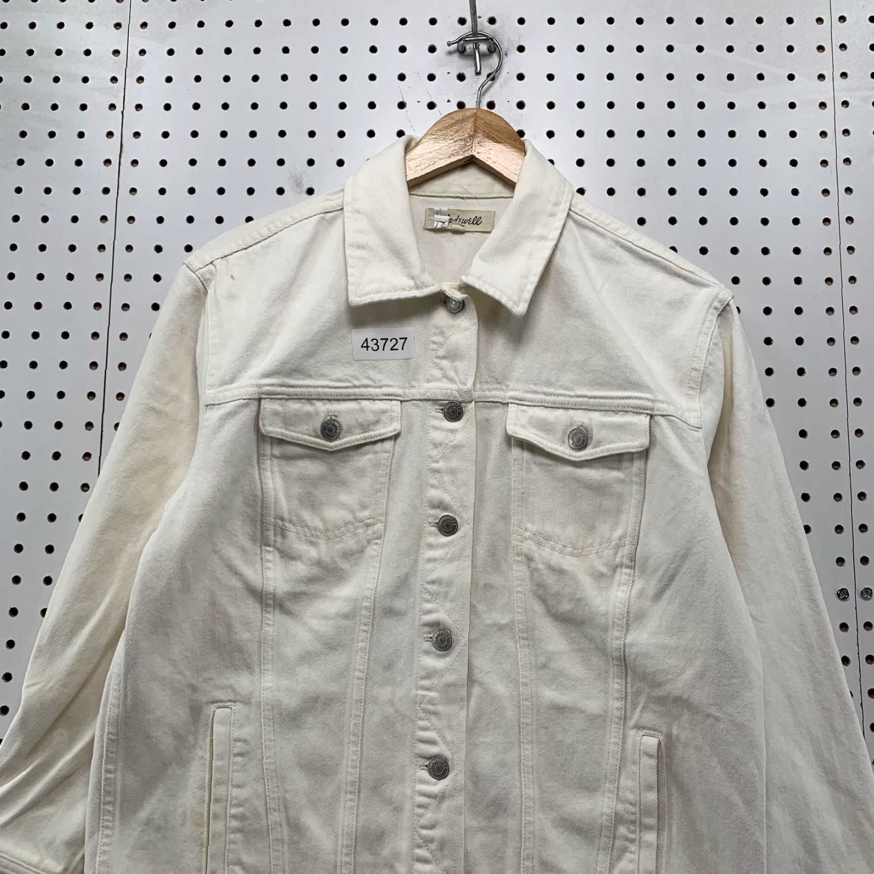 Madewell Madewell White Denim Trucker Jacket Medium Womens Casual Collared Short Sleeve Size M / US 6-8 / IT 42-44 - 2 Thumbnail