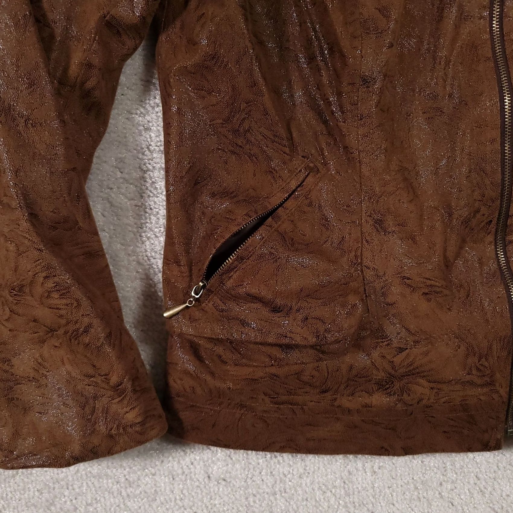 Vintage Notations Jacket Womens Large Brown Swirl Print Pockets Lightweight Lined Zip Up Size L / US 10 / IT 46 - 7 Thumbnail