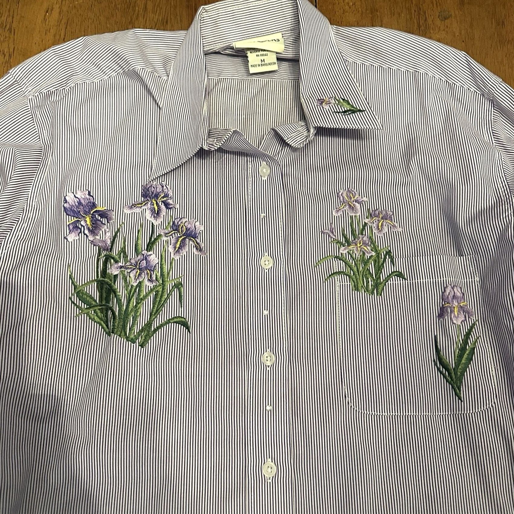Vintage VINTAGE Las Olas Shirt Womens Medium Purple Long Sleeve Floral Embroidered Size M / US 6-8 / IT 42-44 - 2 Thumbnail