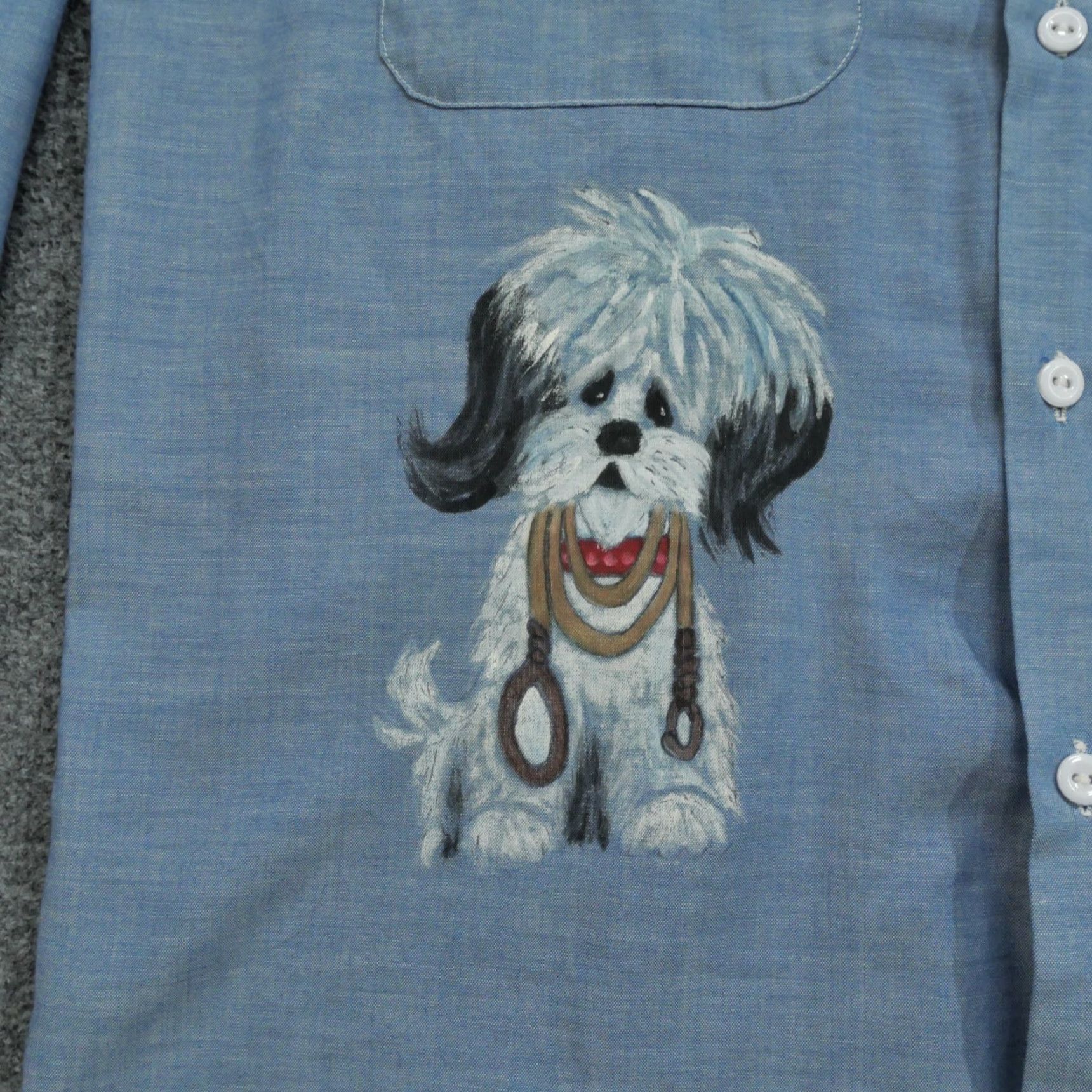 Vintage VINTAGE Big Mac Shirt Mens XL Blue Chambray Button Up Dog Puppy Art 70s Size US XL / EU 56 / 4 - 3 Thumbnail