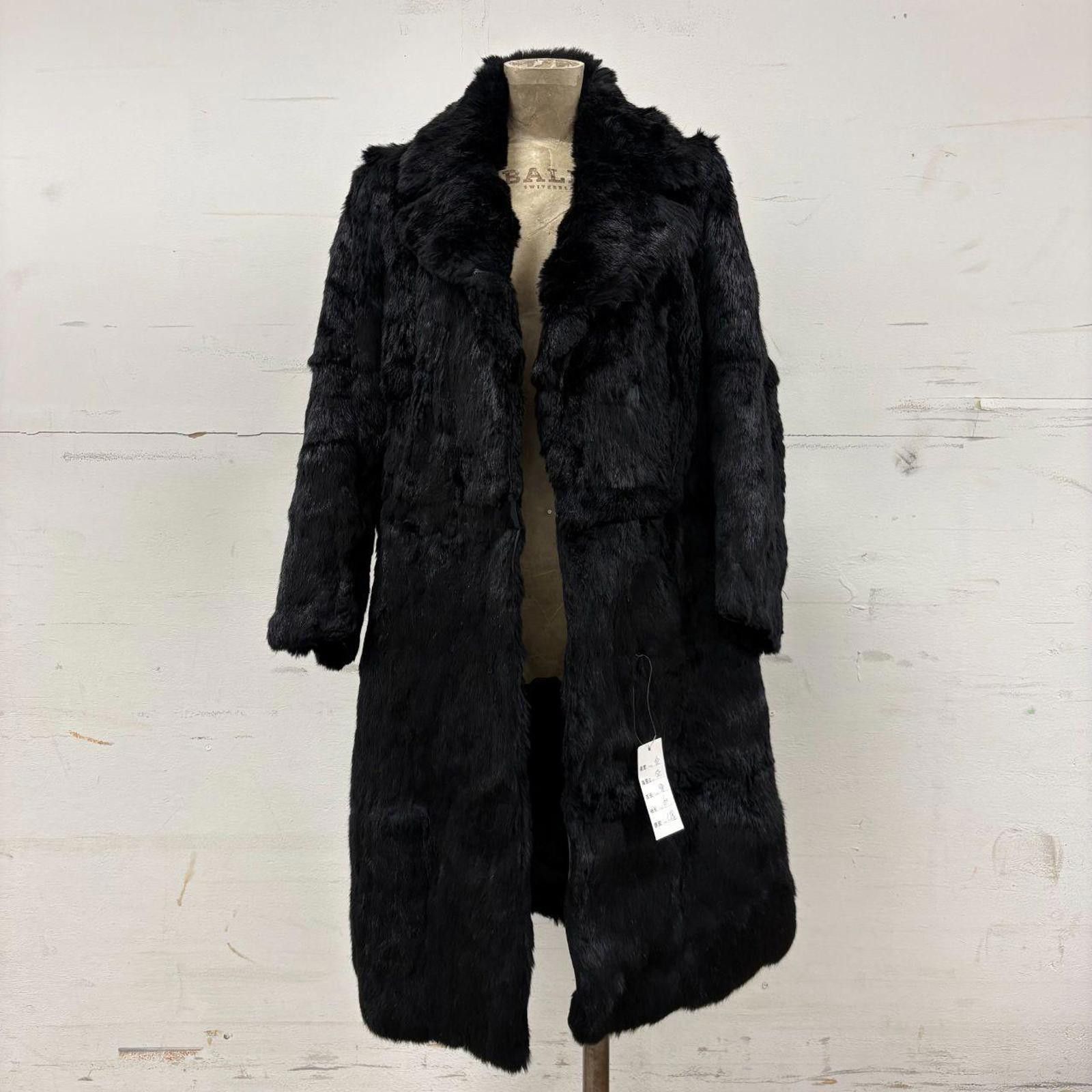 Other Vintage Black Rabbit Fur Longline Coat Size S / US 4 / IT 40 - 1 Thumbnail