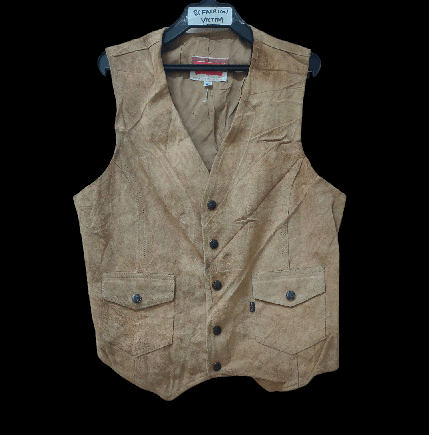 image of Truly Vintage Levi's 60S Cowhide Leather Vest Jacket in Tan/Beige, Women's (Size Medium)