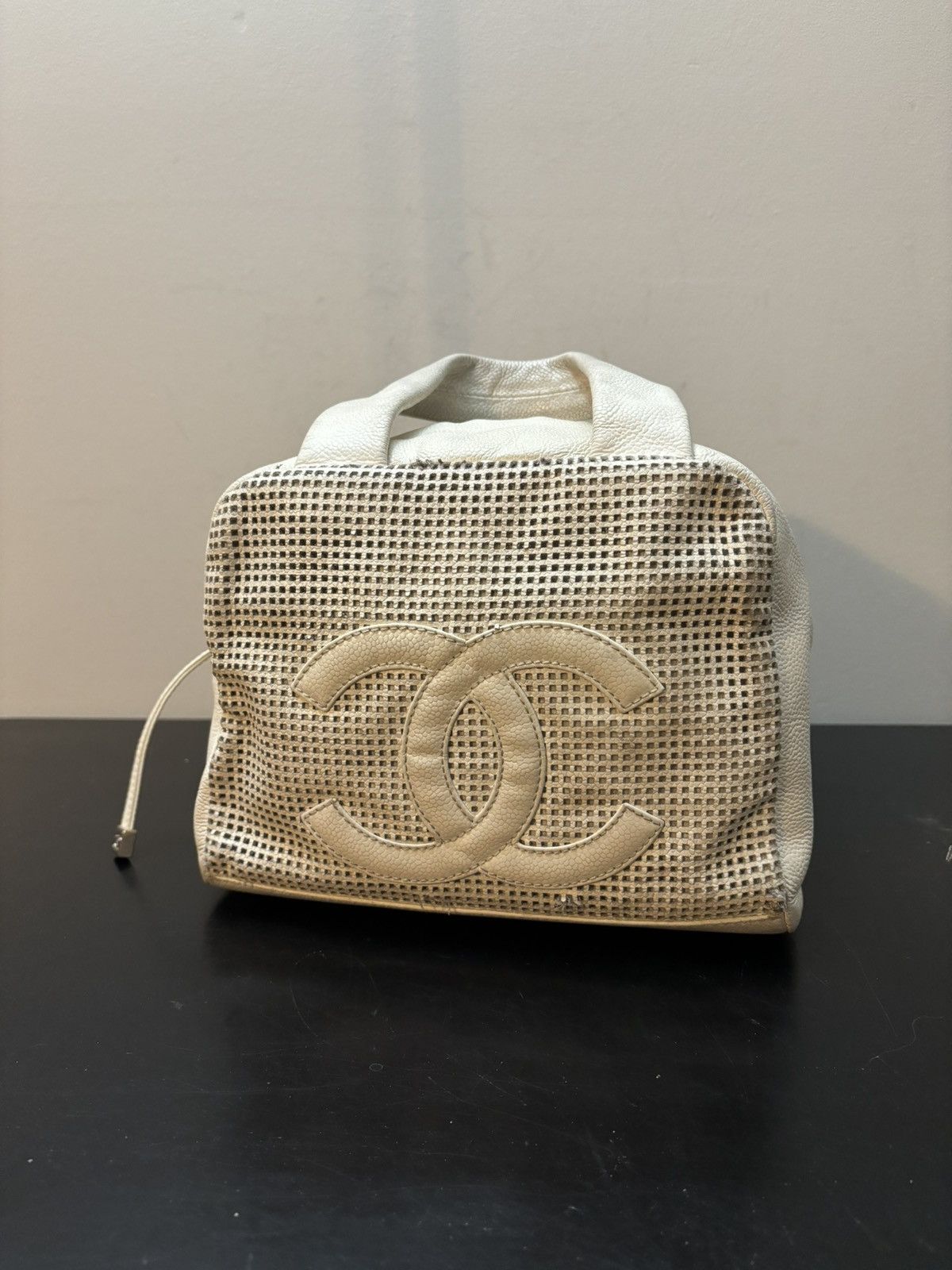 Chanel Chanel CC Coco Mark Mini Leather Boston Bag White Beige Size ONE SIZE - 1 Thumbnail
