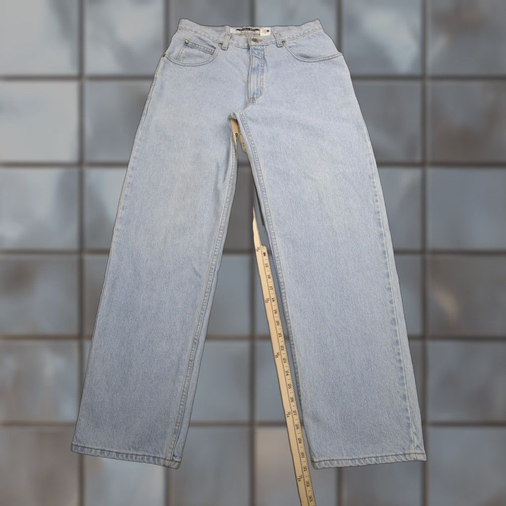 VINTAGE Anchor Blue Jeans Wide Leg 34x32 Light Wash Blue Y2K 90s Mens