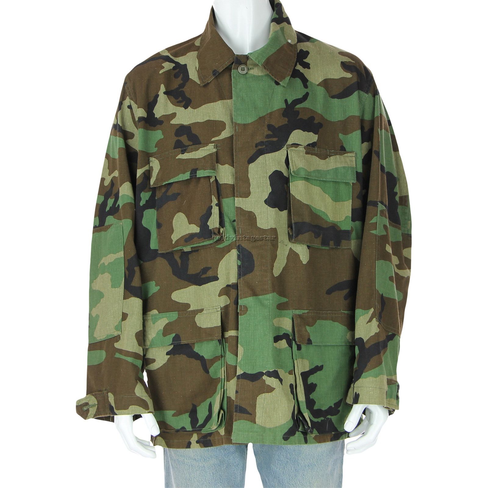 Vintage Vintage Army Woodland Camo Camouflage Tactical Hunter Shirt Size US L / EU 52-54 / 3 - 6 Thumbnail