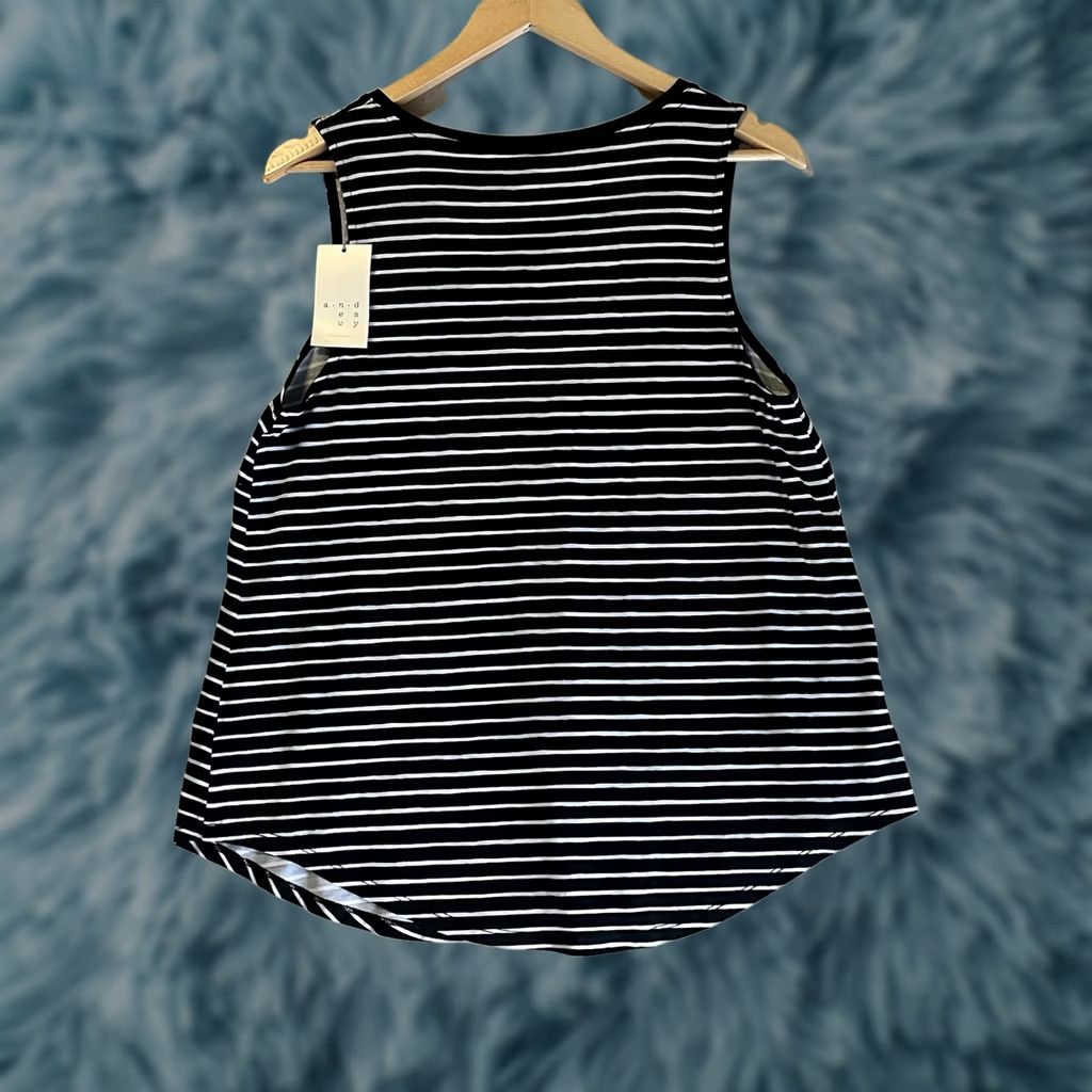 Vintage A New Day Tank Women L Black White Striped Tank Top NWT Size L / US 10 / IT 46 - 1 Thumbnail