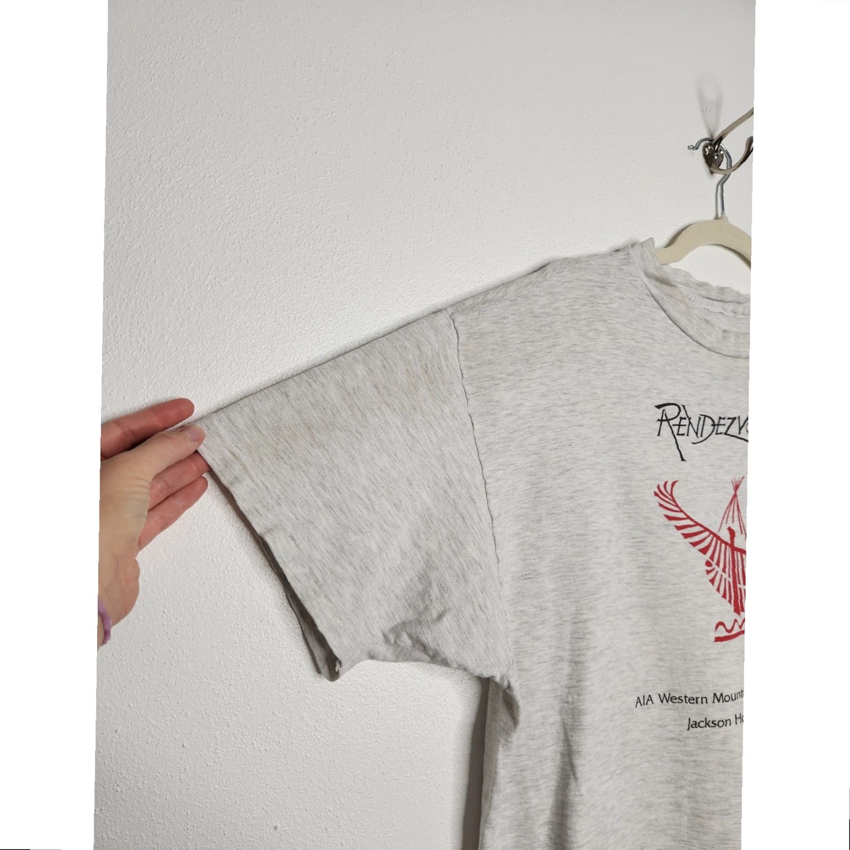 Vintage VINTAGE Rendezvous Wyoming AIA Western Eagle Grunge Distressed Worn Gray XL Unisex Adults Size US XL / EU 56 / 4 - 3 Thumbnail