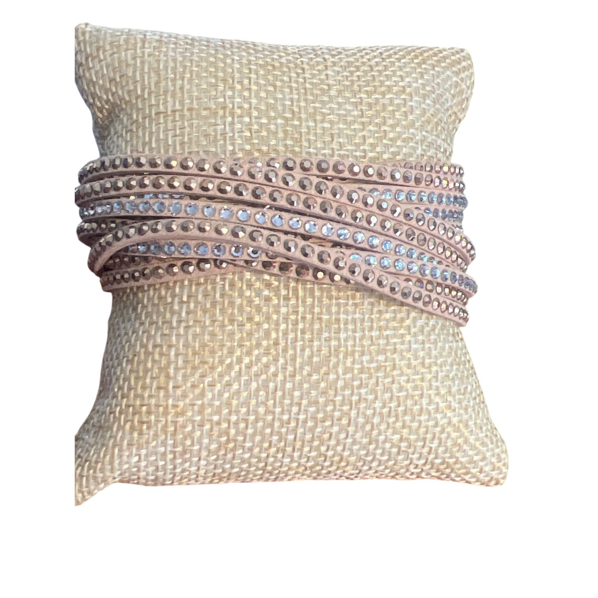 Other Faux Suede Tan Wrap Bracelet Gold Silver Tone Rhinestones Sn Size ONE SIZE - 1 Thumbnail