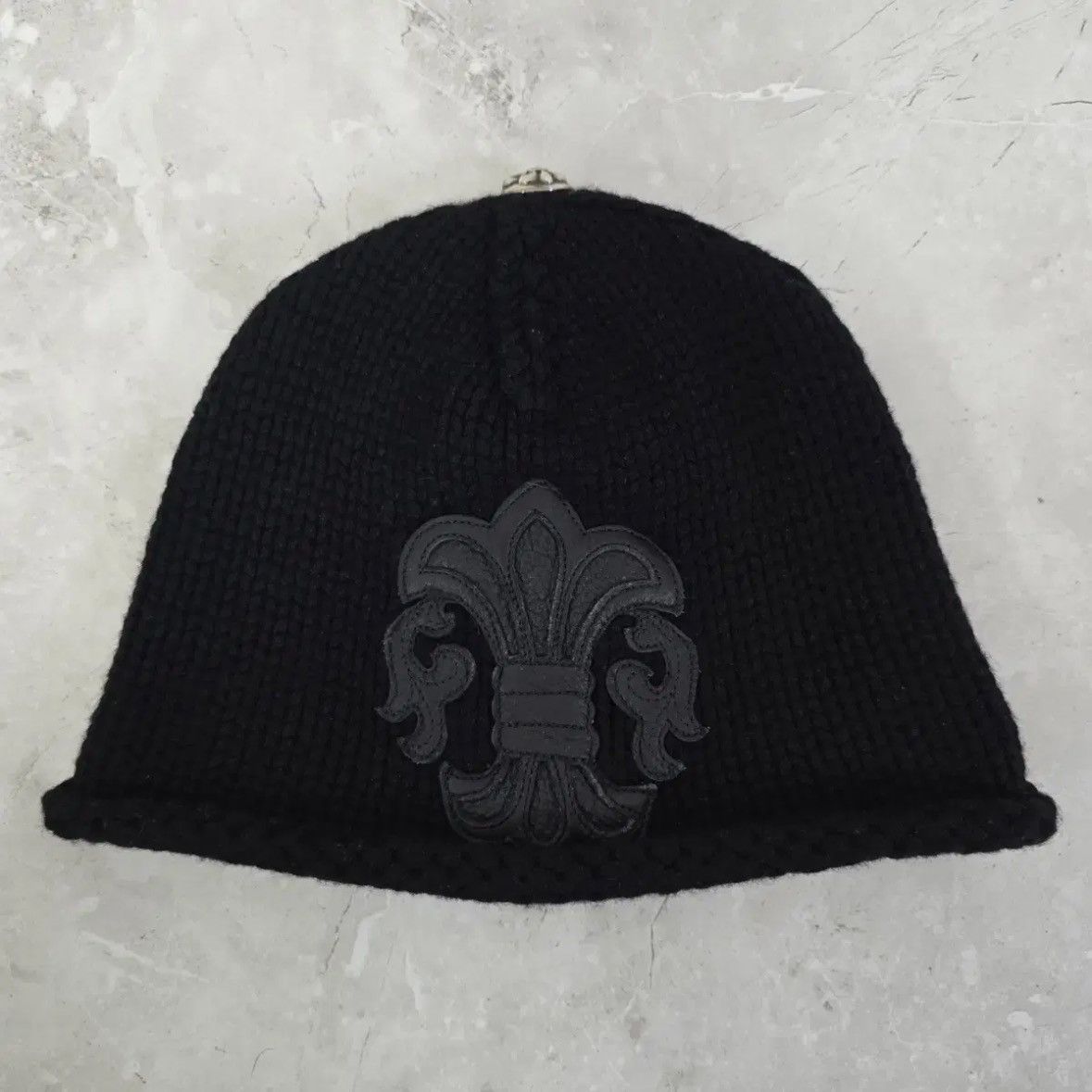 Chrome Hearts Fleur Leather Patch Cashmere Beanie Size ONE SIZE - 1 Thumbnail