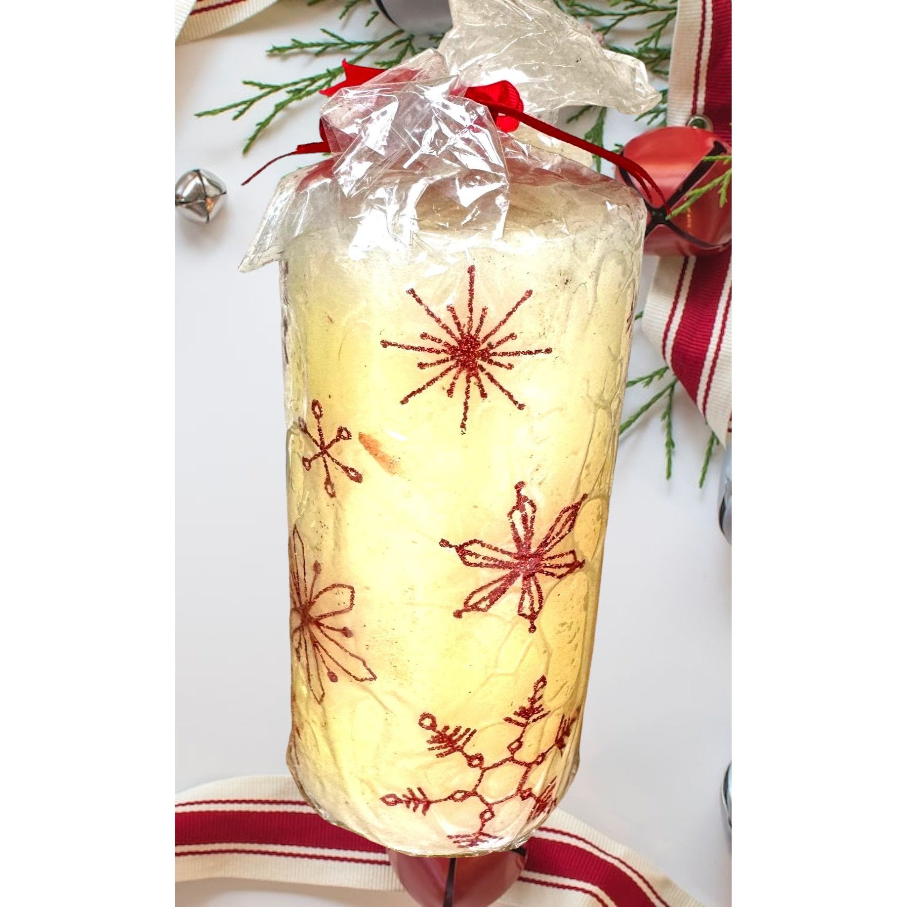 Vintage VTG NWT Christmas Snowflake Pillar Candle Kohl's Wax Embosse Size ONE SIZE - 7 Thumbnail