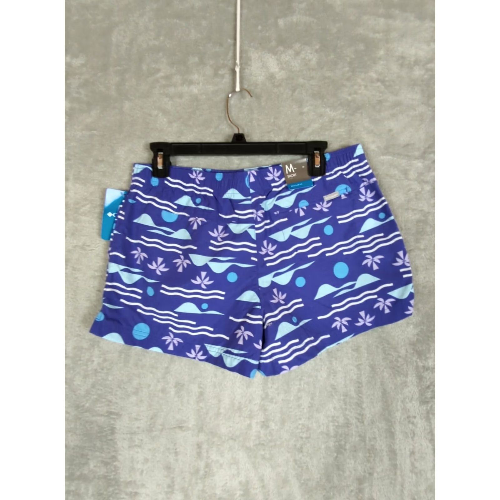 Vintage Columbia Shorts Sandy River II Printed Purple 3" Inseam Women's Medium Elastic Waist Slab Pocket Swin Outdoor Casual Travel Size 32" / US 10 / IT 46 - 2 Thumbnail