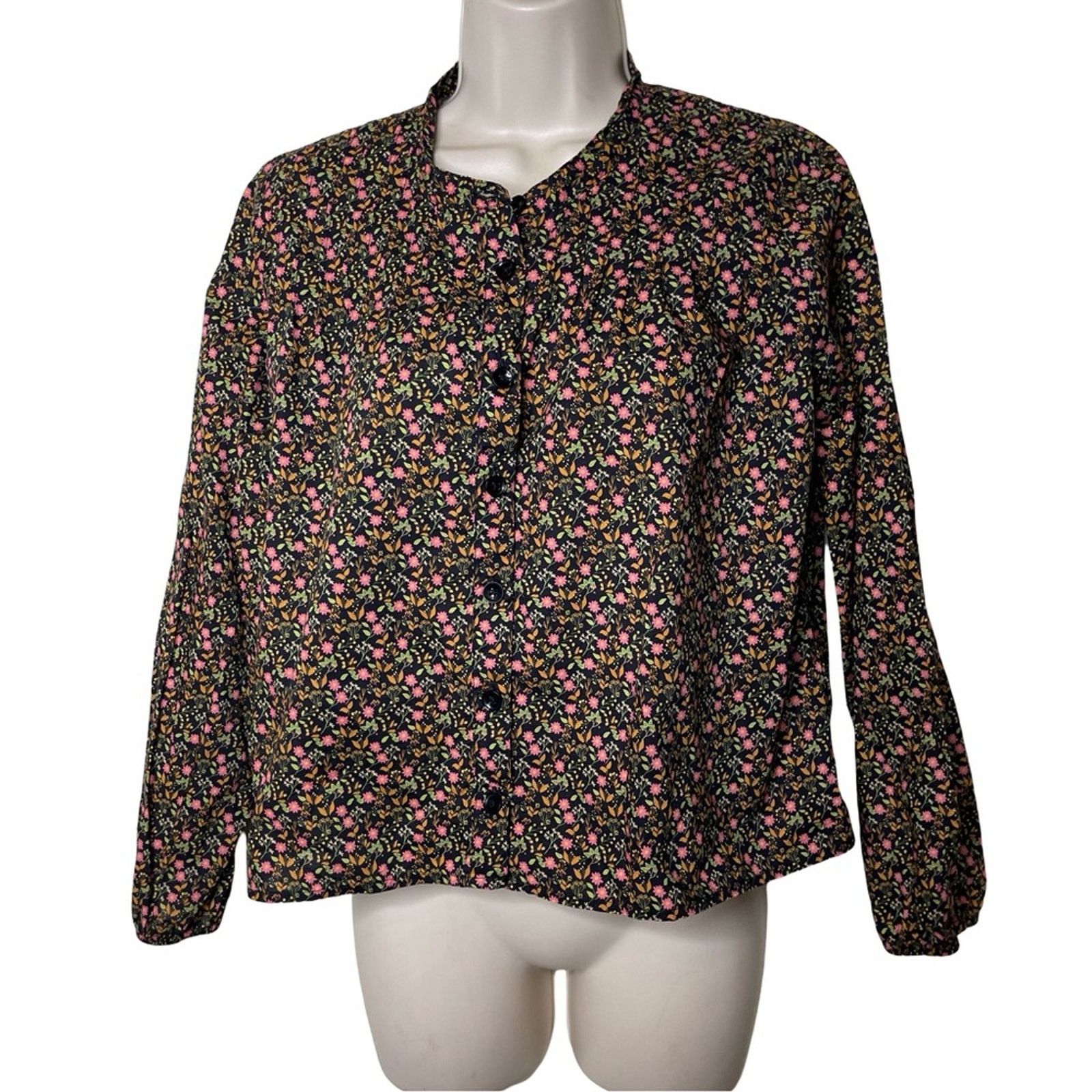 Nation LTD Nation LTD Paisley Pintuck Crop Button Front Blouse Shirt Size S / US 4 / IT 40 - 2 Thumbnail