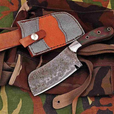 Handmade × Other Damascus Cleaver Knife with Rose Wood Handle Size ONE SIZE - 3 Thumbnail