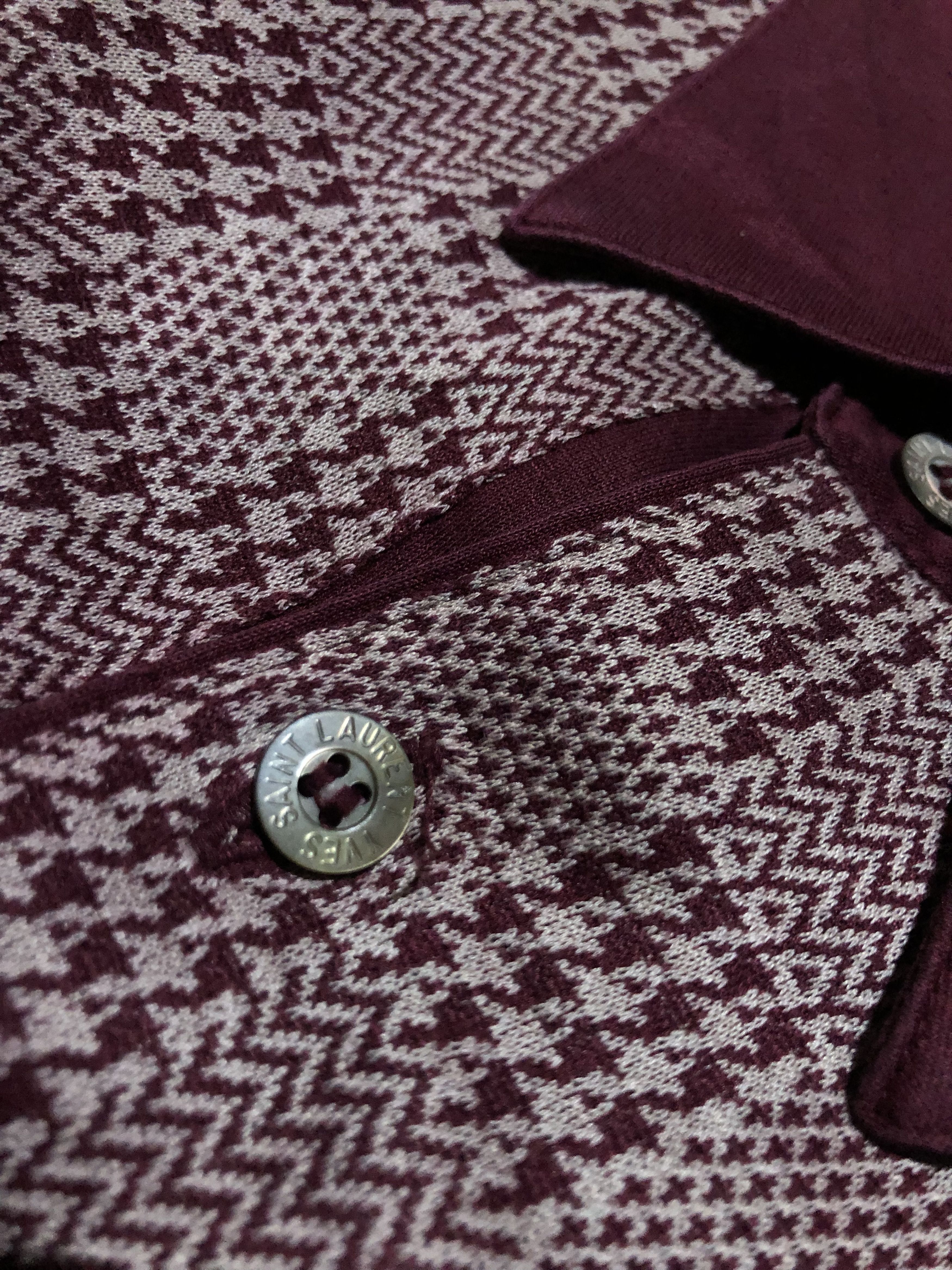 Yves Saint Laurent Vintage Yves Saint Laurent Pour Homme Houndstooth Knit Polo Size US M / EU 48-50 / 2 - 5 Thumbnail