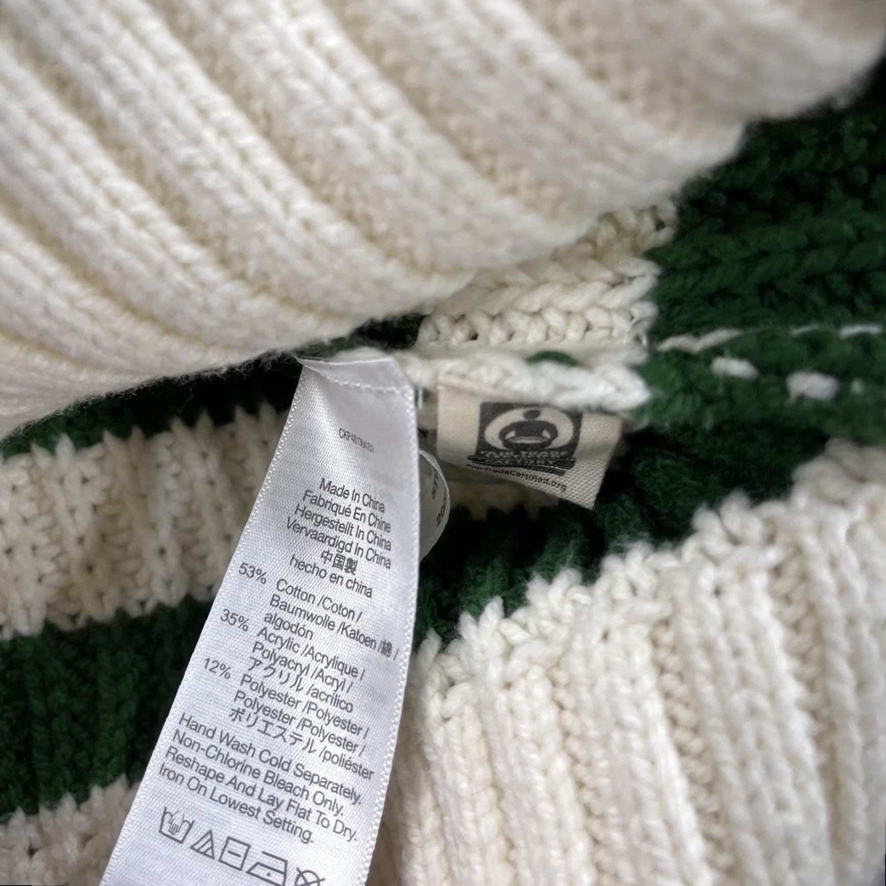 Madewell Madewell Sweater Womens Large White Green Stripe Turtleneck Oversized Knit Shirt Size L / US 10 / IT 46 - 6 Thumbnail