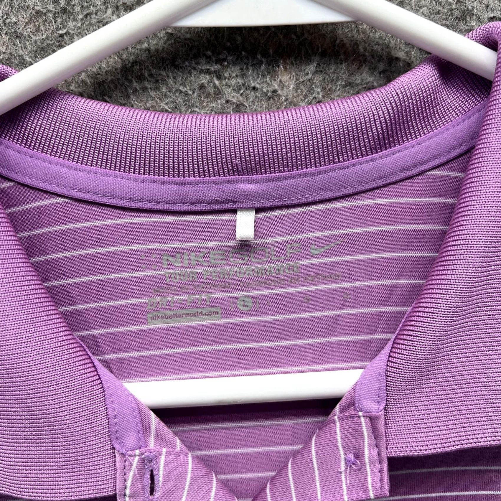 Nike Nike Golf Shirt Womens Large Purple Stripe Dri-FIT Tour Performance Polo Size L / US 10 / IT 46 - 6 Thumbnail