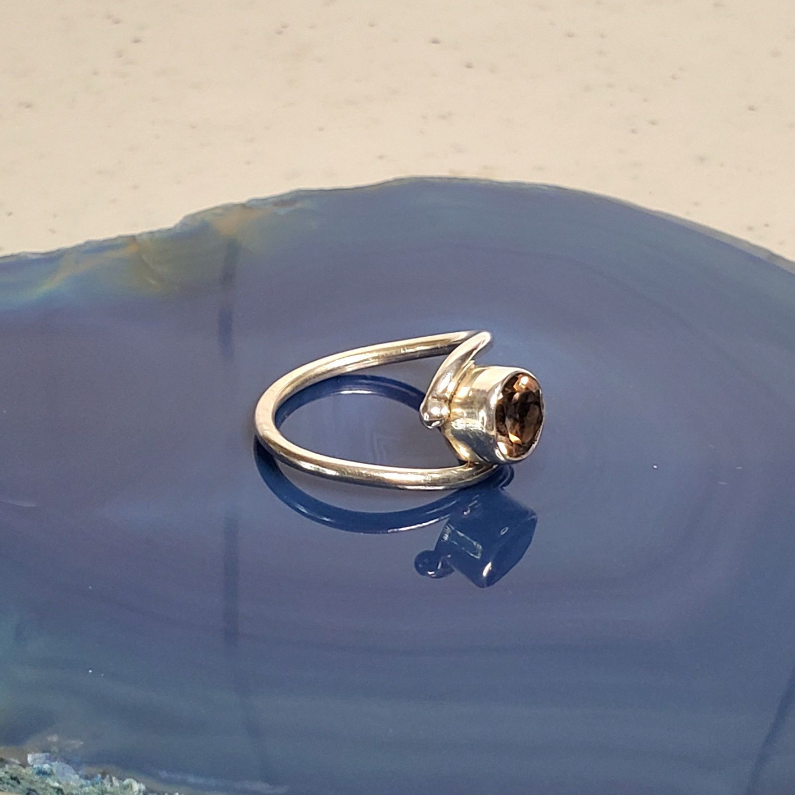 Sterling Silver Unbranded .925 Sterling Silver Smoky Quartz Art Deco Ring Size ONE SIZE - 2 Thumbnail