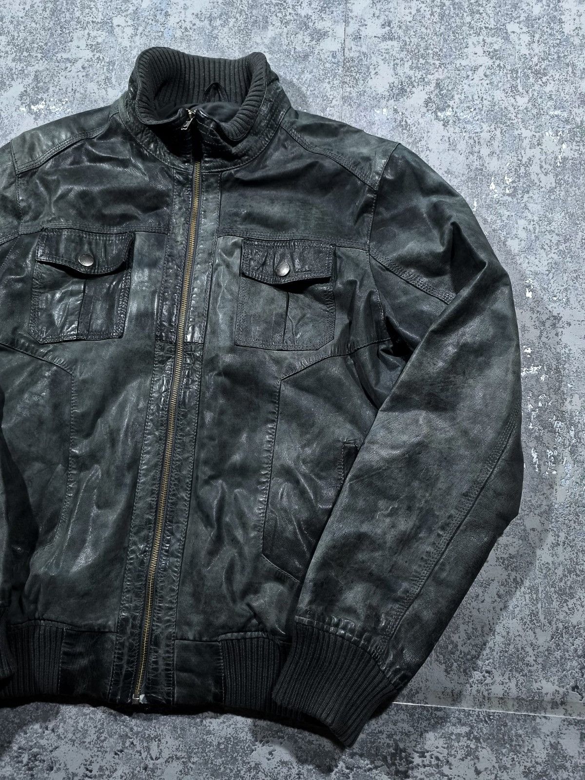 Leather avantgarde dark green hedi slimane type bomber jacket Size US L / EU 52-54 / 3 - 2 Thumbnail