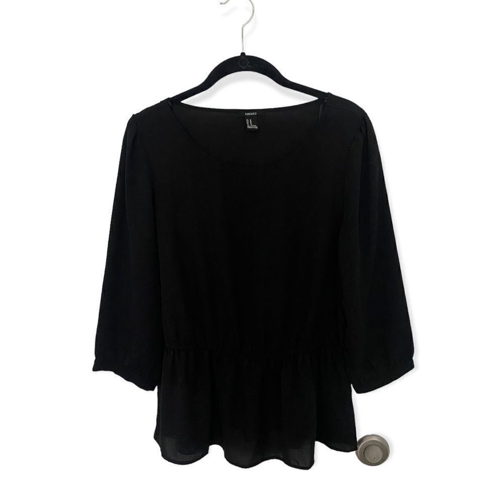 Forever 21 Forever 21 Black Fit & Flare Blouse | Size M | Lightweight P Size M / US 6-8 / IT 42-44 - 2 Thumbnail