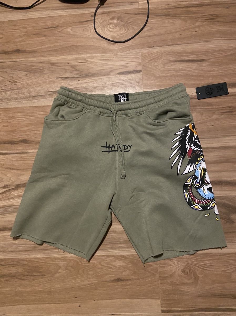 Christian Audigier × Ed Hardy Ed Hardy Eagle + Skull Sweatshort (Green) Size US 31 - 2 Thumbnail