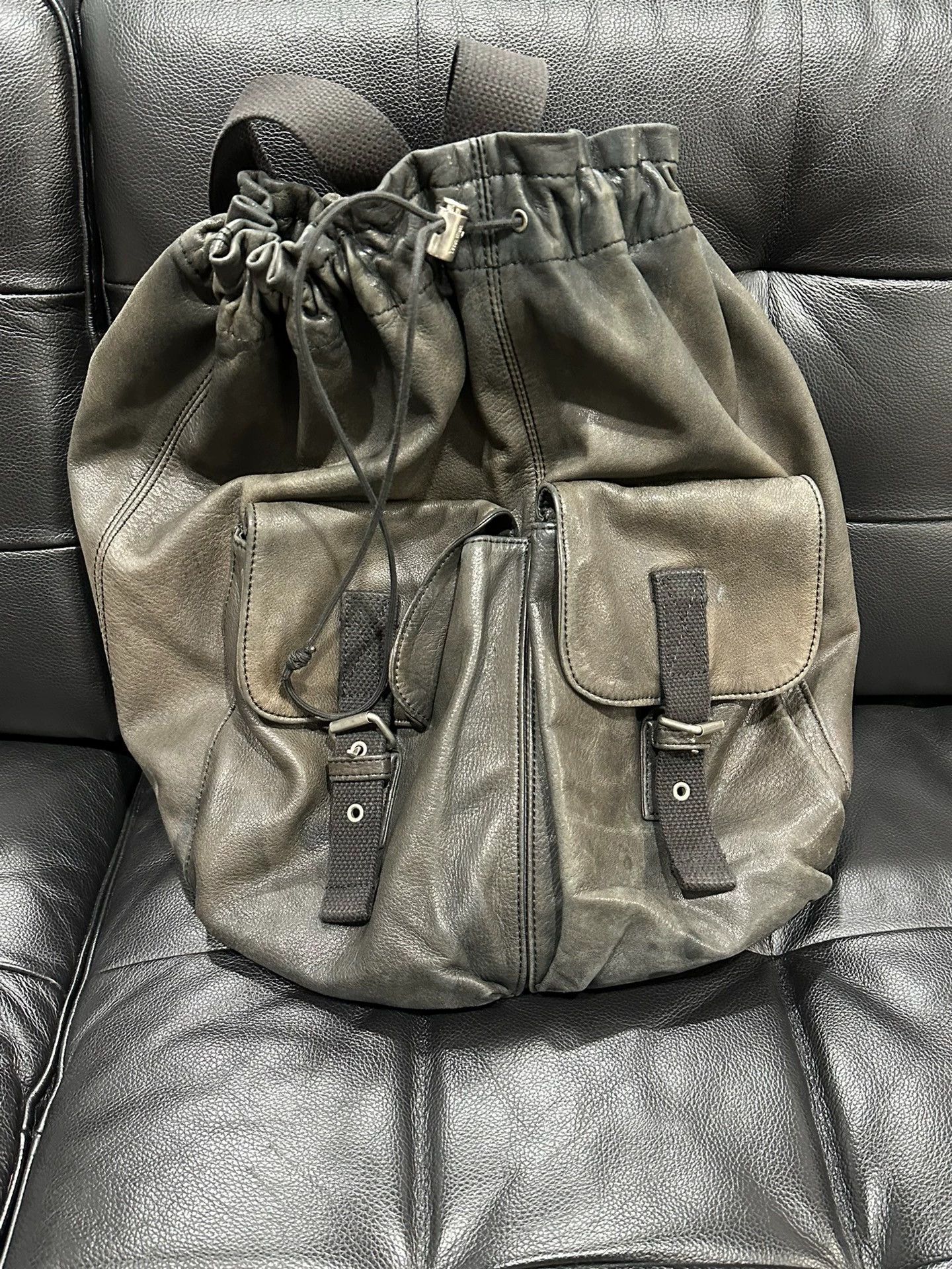 Yohji Yamamoto Yohji Yamamoto Y's Men Leather Backpack 46x45 Faded Size ONE SIZE - 1 Thumbnail