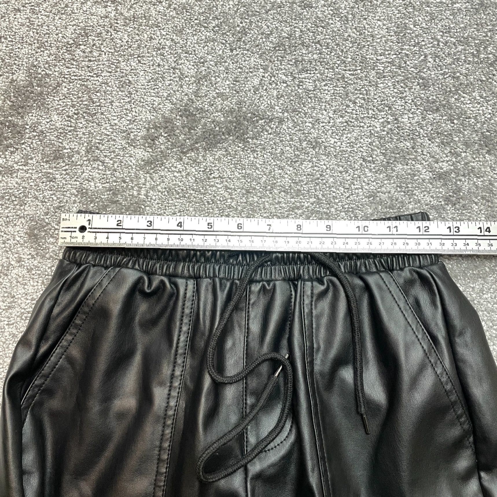 BCBGeneration BCBGGeneration Jogger Pants Womens XS Black Faux Leather Stretch Taper 24x26 Size 42" / US 20 - 5 Thumbnail