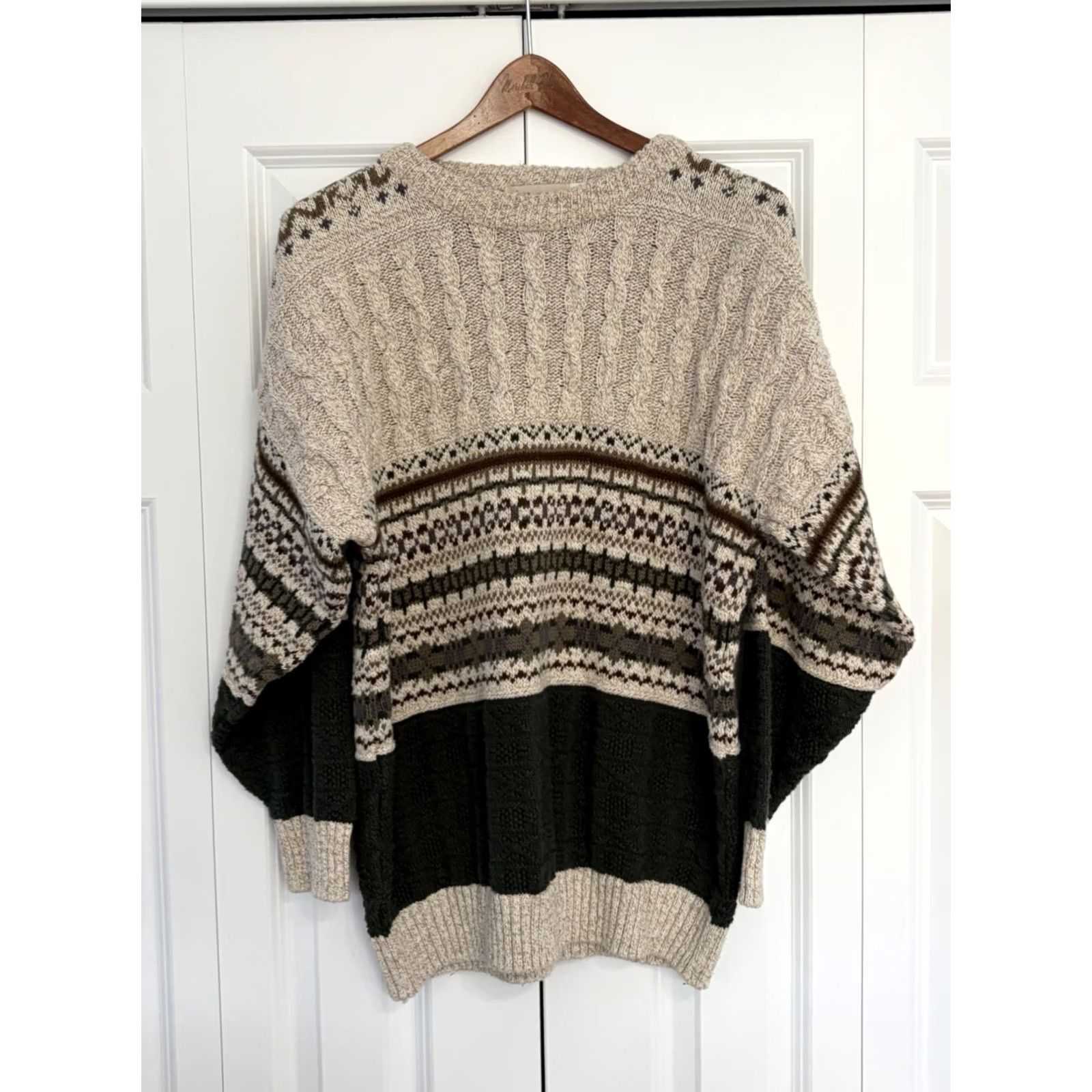 Vintage VINTAGE Northwest Territory Sweater Men M Green Textured Cotton Pullover Size US M / EU 48-50 / 2 - 2 Thumbnail