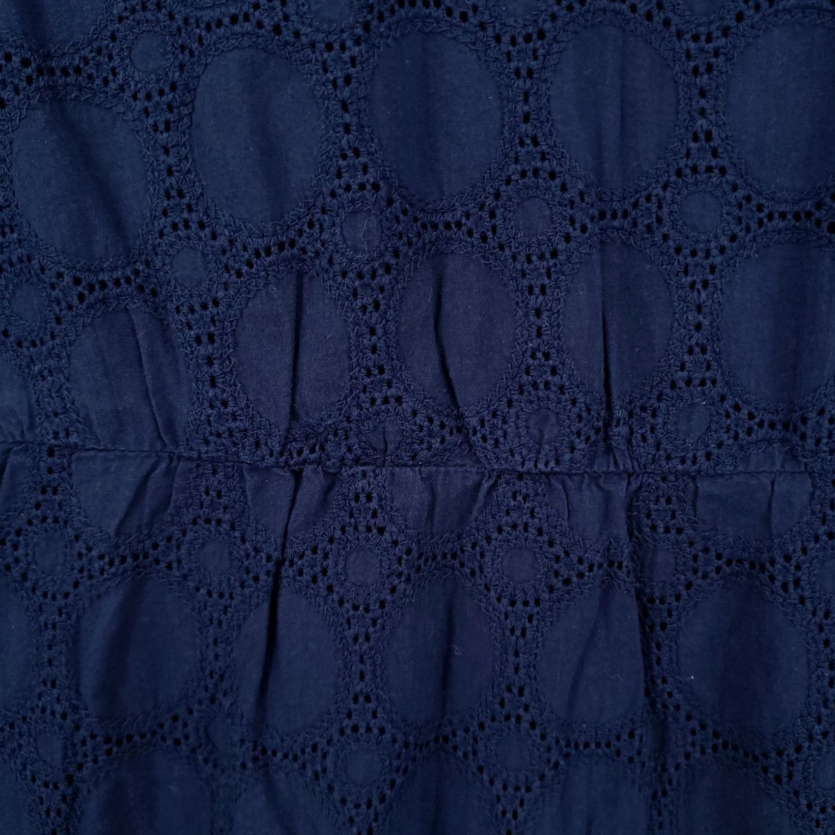 J.Crew J.CREW Dress Womens 4 Navy Blue V-Neck Lace Eyelet Knee Length Scalloped Hem Size S / US 4 / IT 40 - 4 Thumbnail