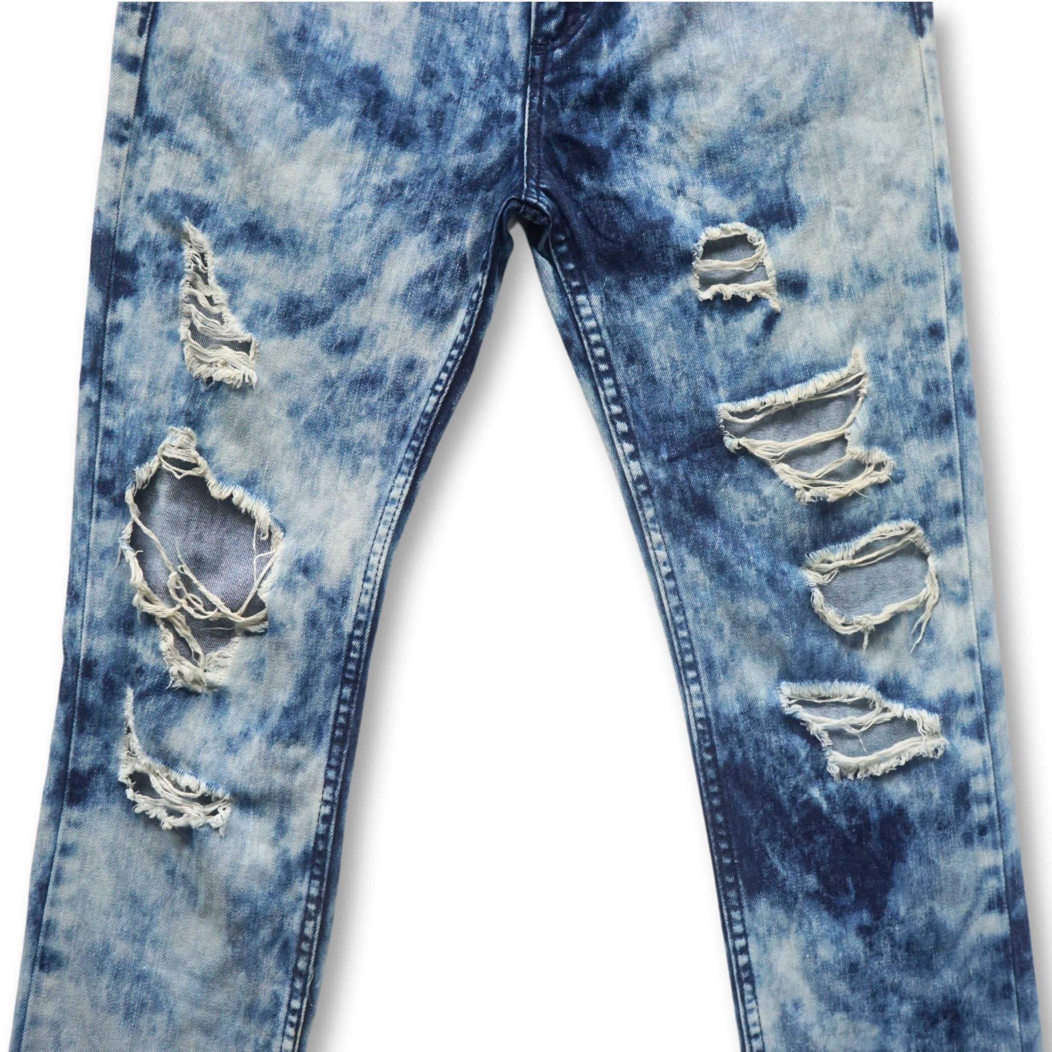 Japanese Brand RINGS Acid Wash Distressed Ripped Jeans Size US 32 / EU 48 - 6 Thumbnail