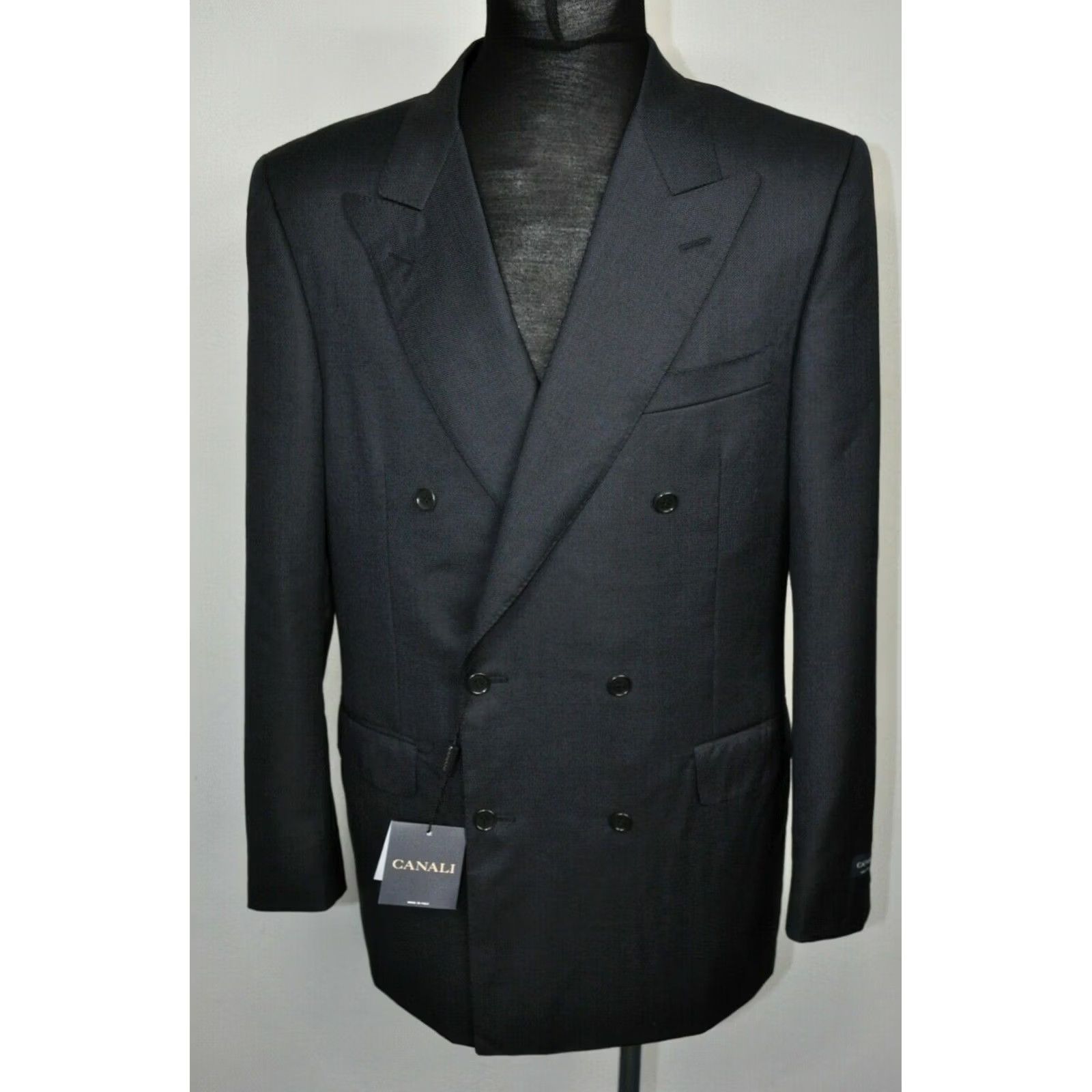 Canali Canali Double Breasted Blazer Jacket Mens Regular Size 50 Dark gray Wool Italy 100% Genuine 100%Wool New Size 50R - 2 Thumbnail
