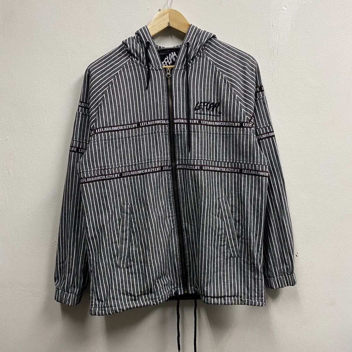 LEFTLAH Stripe Workwear Zipper JACKET