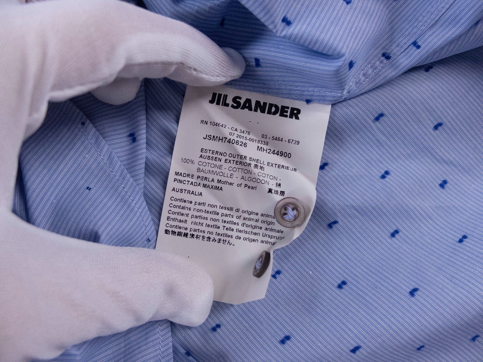 Jil Sander JIL SANDER blue slim fit striped polka dots shirt 42 XL Size US XL / EU 56 / 4 - 10 Thumbnail