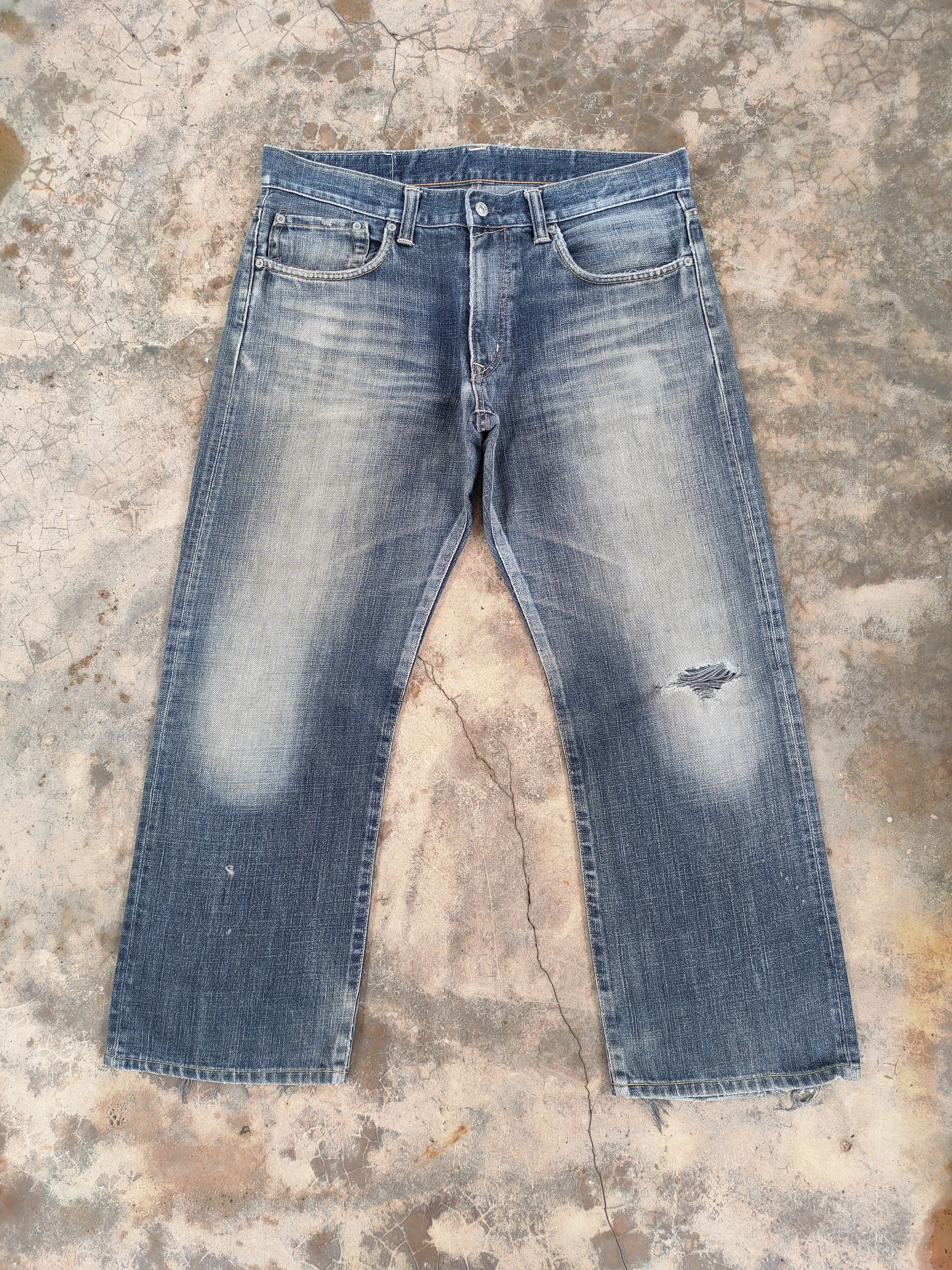 Edwin VINTAGE EDWIN FADED RIPPED JEANS DENIM PANTS Size US 37 - 2 Thumbnail