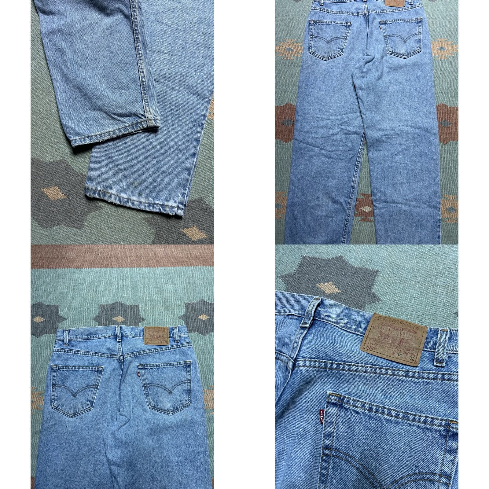 Levi's VINTAGE Levi’s 550 Jeans Relaxed Fit Skater Jeans Men 33x32 Light Wash USA Blue 90s Straight Mens Size US 33 - 8 Thumbnail
