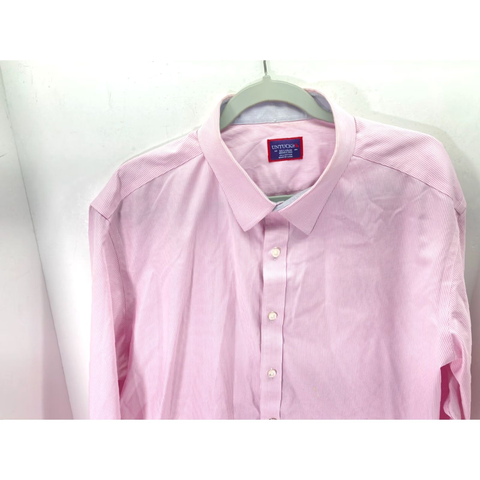 UNTUCKit Untuckit Dress Shirt Mens 2XL Pink Striped Slim Fit Long Sleeve Shirt Size 48R - 4 Thumbnail